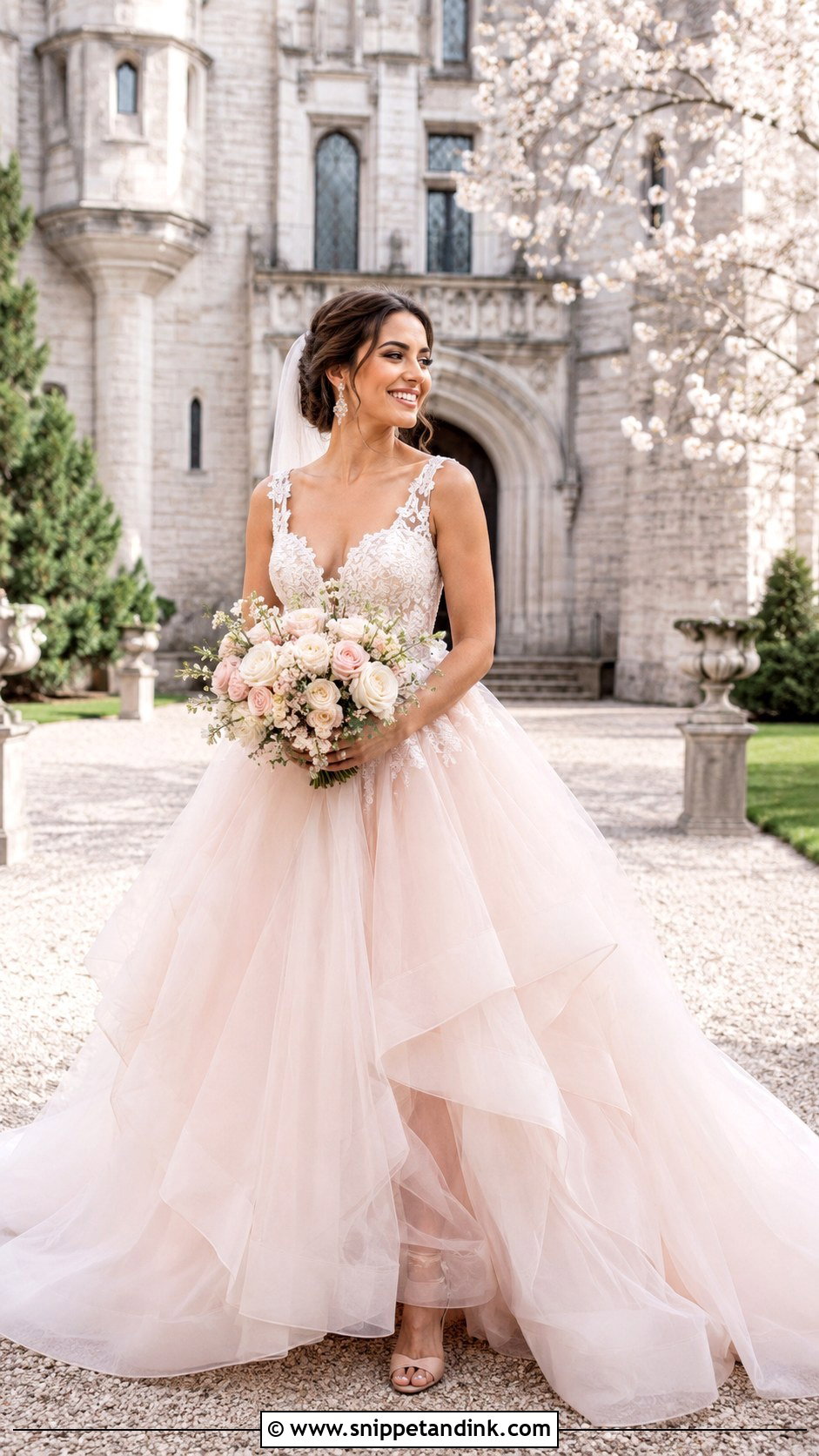 Blush Tulle Castle Wedding Dress - Snippet and Ink - 20 Castle Wedding Dress Ideas