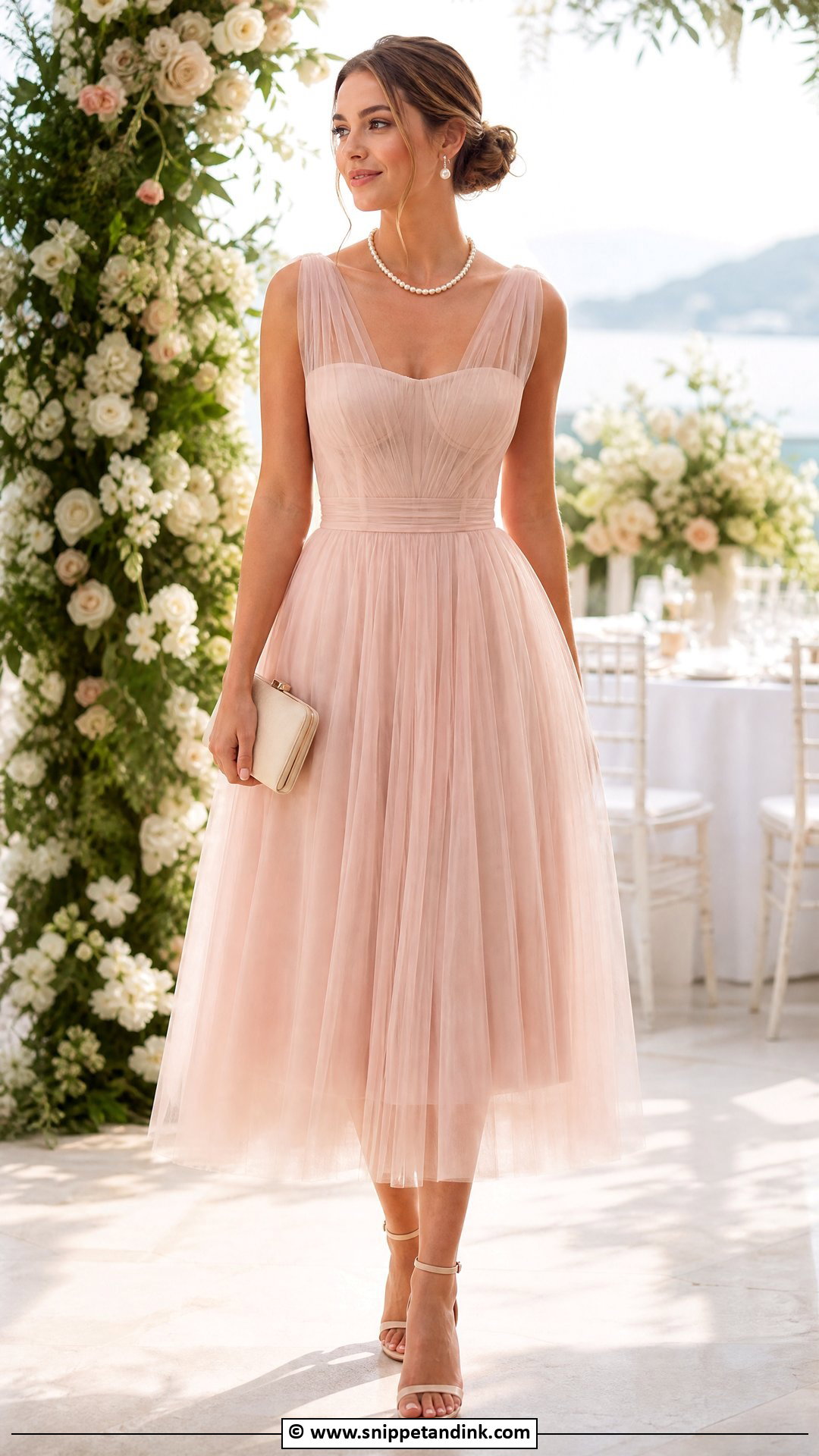 Blush Tulle Midi Dress - Snippet and Ink - 35 27 Dresses