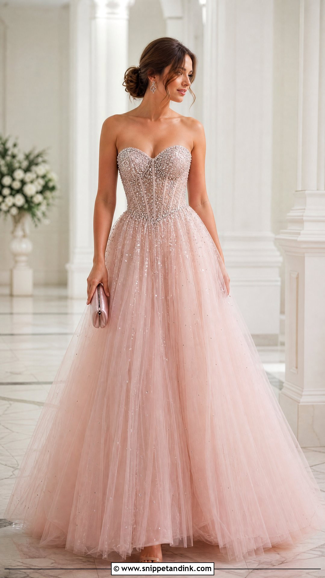 Blush Tulle Rhinestone Ball Gown - Snippet and Ink - 20 Rhinestone Gown Ideas