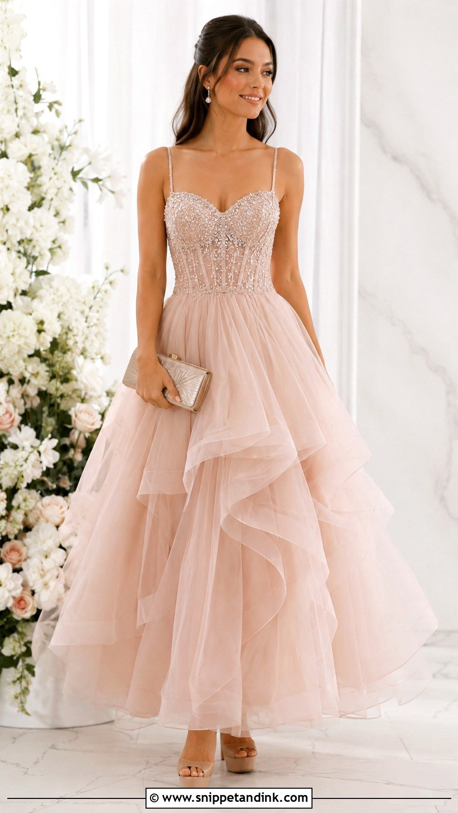 Blush Tulle Sendoff Ball Gown - Snippet and Ink - 20 Nguo Za Sendoff Ideas