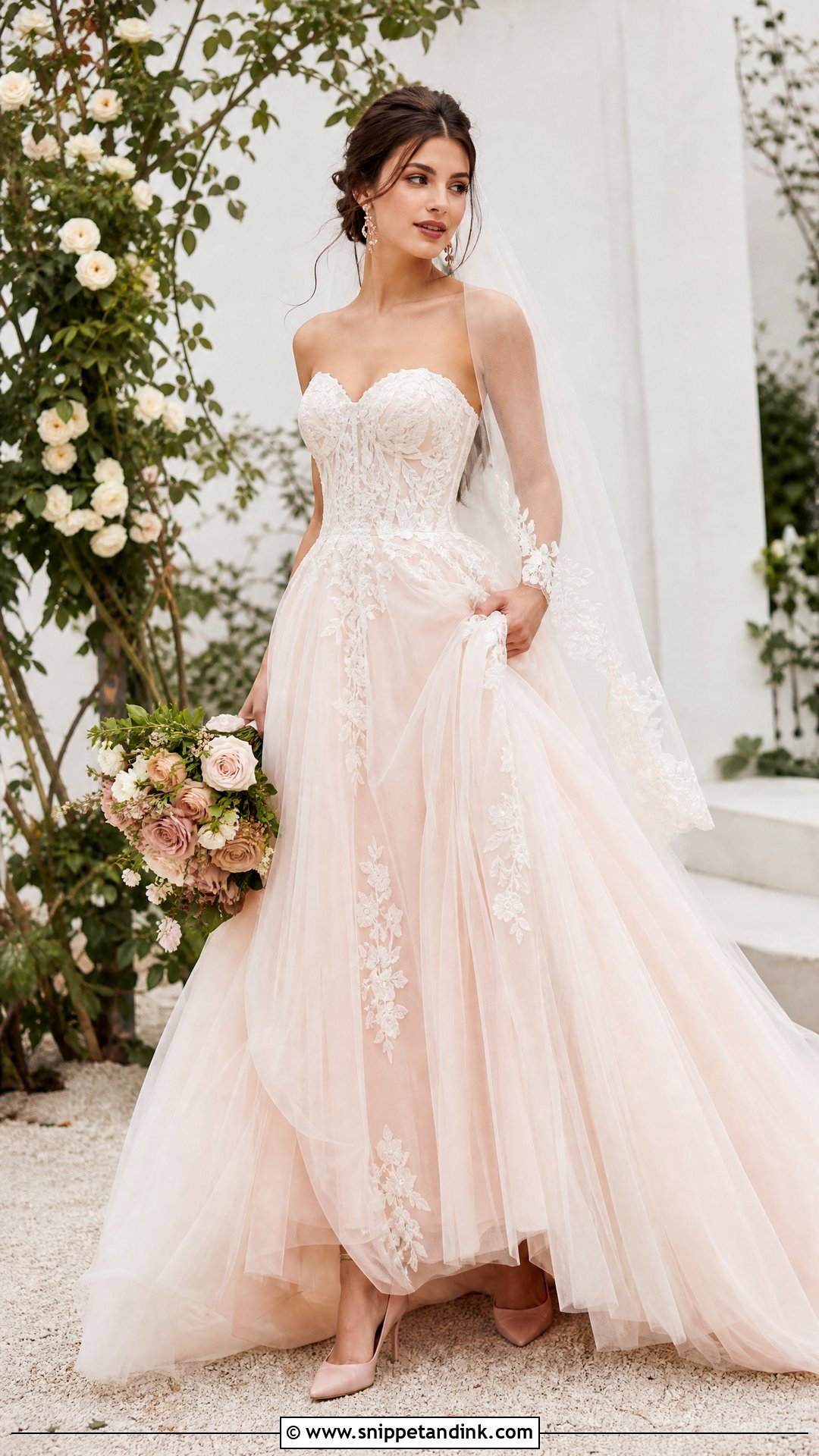 Blush Tulle Skirt Wedding Dress - Snippet and Ink - 20 Tulle Skirt Wedding Dress Ideas
