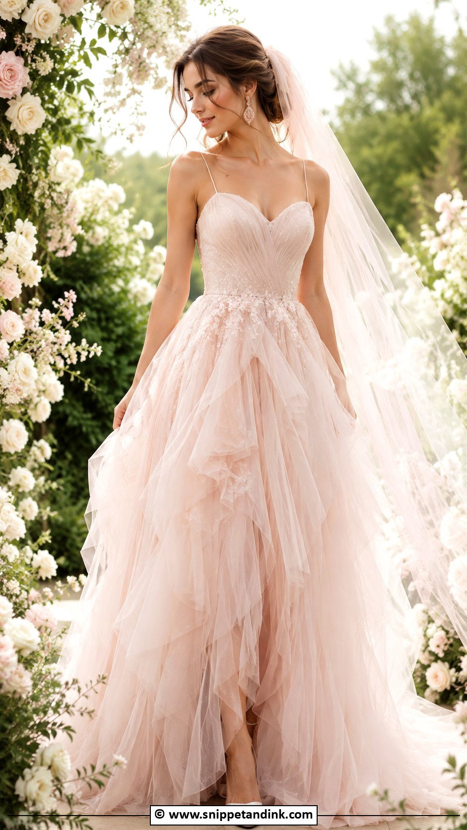 Blush Tulle Wedding Dress - Snippet and Ink - 30 Tulle Wedding Dress Ideas