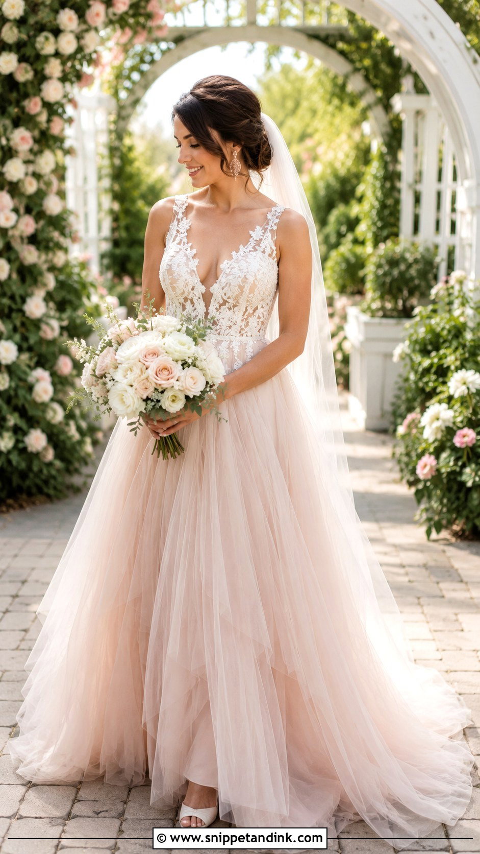 Blush Tulle Wedding Dress - Snippet and Ink - 20 Fluffy Wedding Dresses
