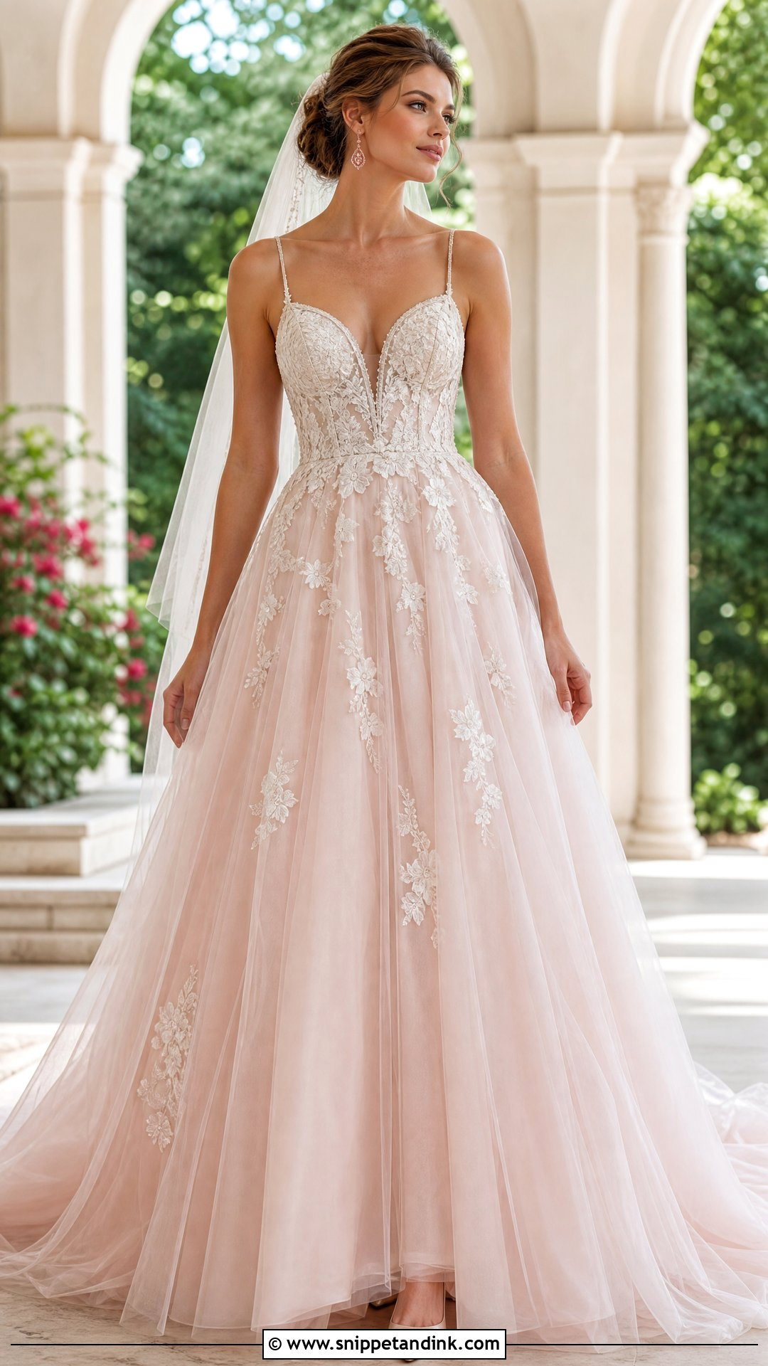 Blush Tulle Wedding Dress - Snippet and Ink - 20 Wedding Dress for Tall Bride Ideas