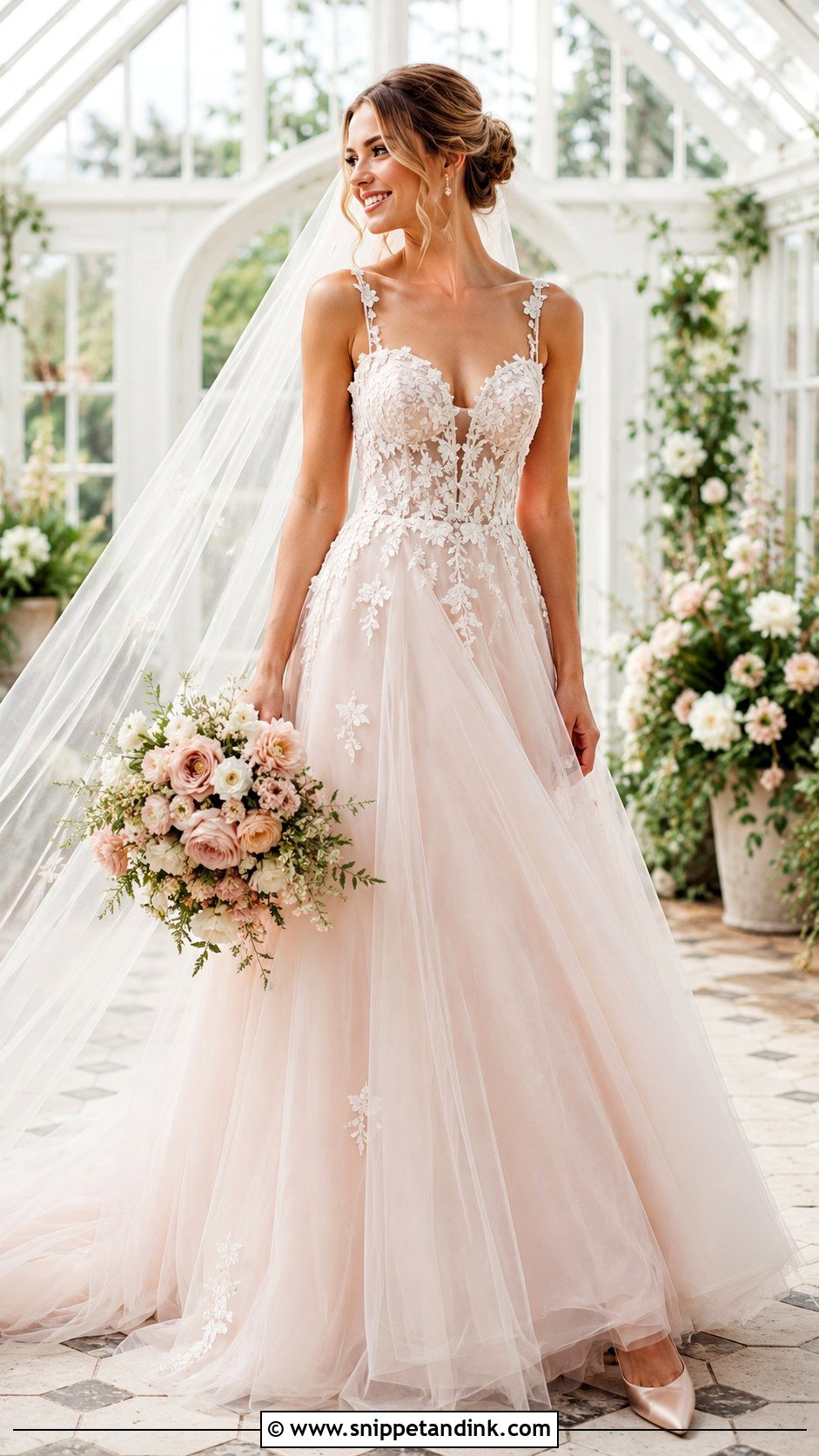 Blush Tulle Wedding Dress - Snippet and Ink - 20 Modern Romantic Wedding Dress Ideas