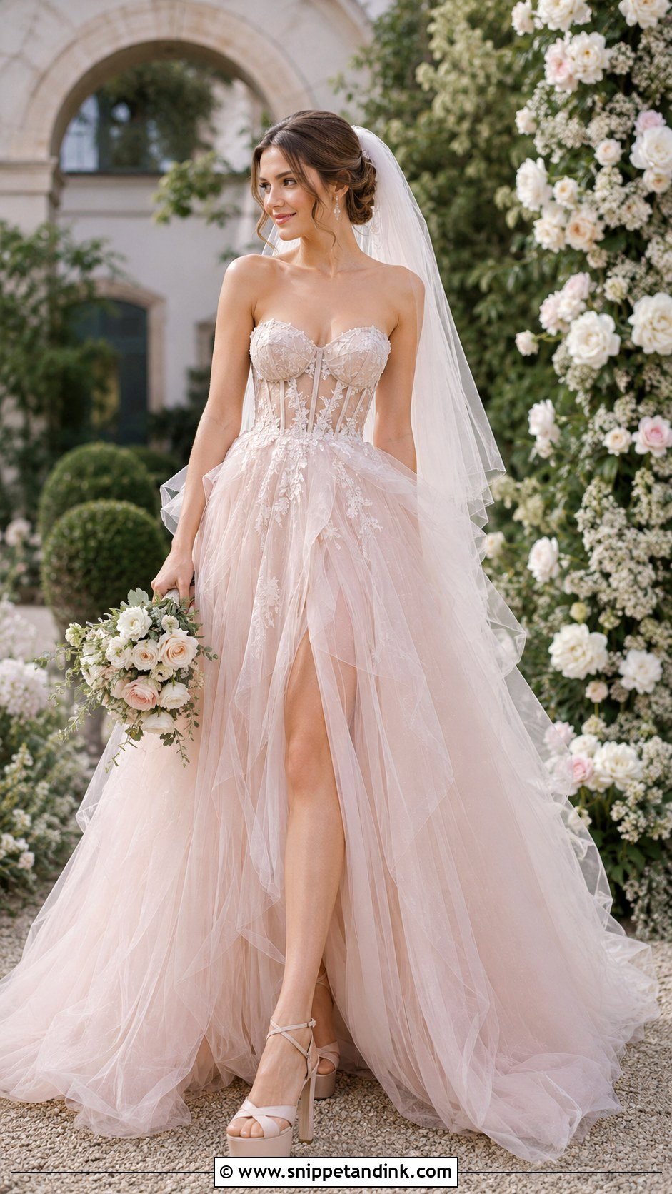 Blush Tulle Wedding Dress - Snippet and Ink - 25 Blush Colored Wedding Dresses