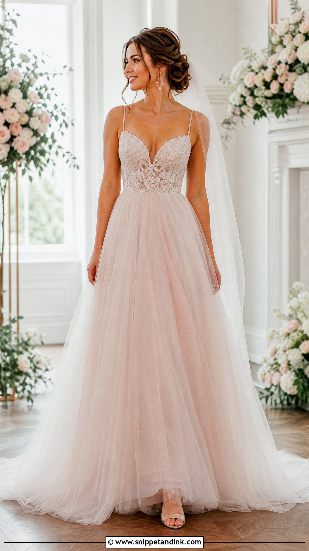 Blush Tulle Wedding Dress - Snippet and Ink - 25 Floaty Wedding Dress Ideas