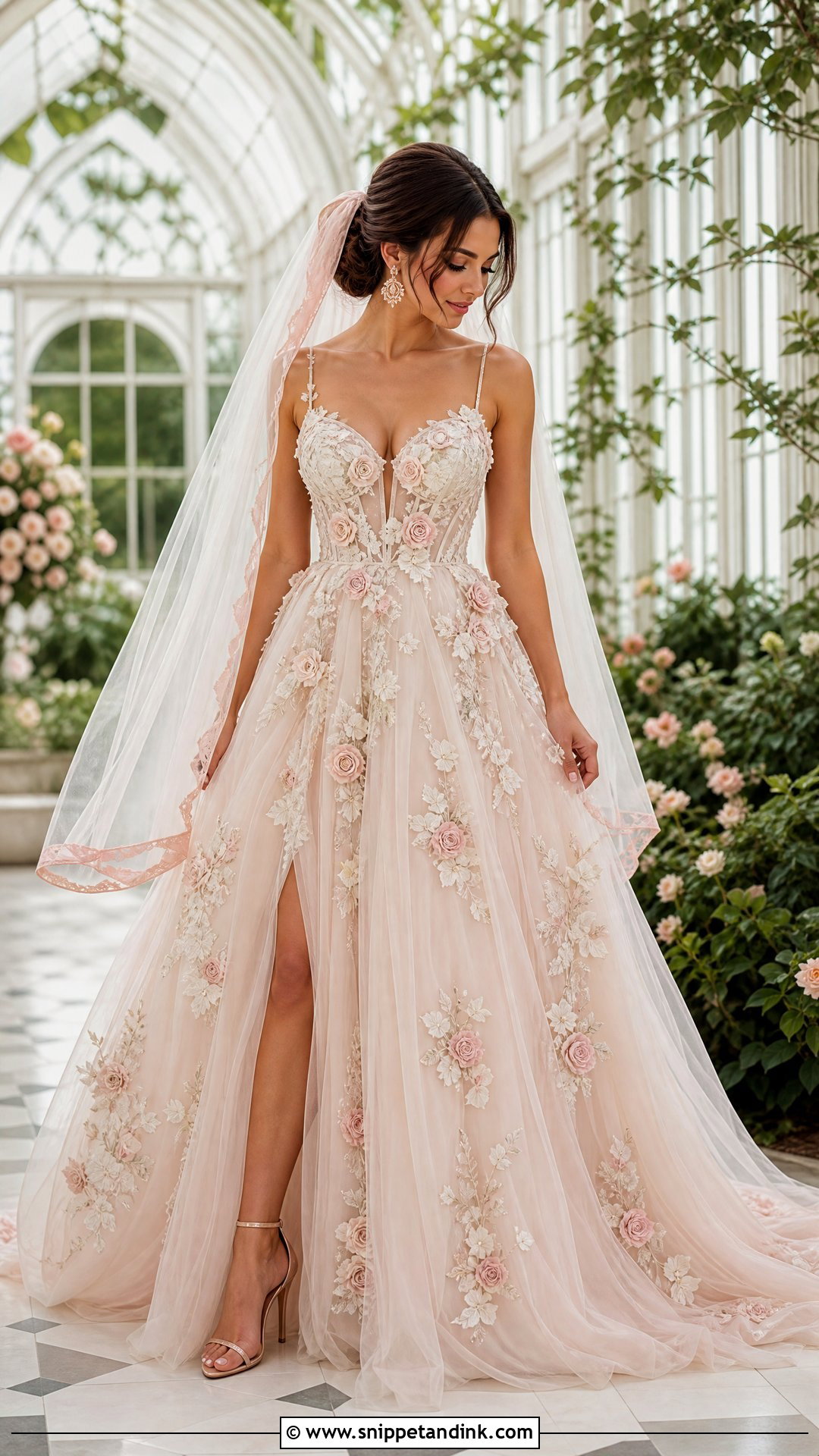 Blush Tulle Wedding Dress With Roses - Snippet and Ink - 20 Wedding Dress with Roses Ideas