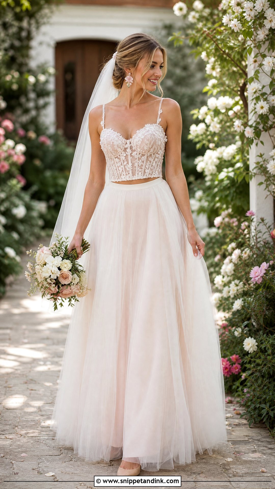 Blush Two Piece Wedding Dress - Snippet and Ink - 20 Two Part Wedding Dress Ideas