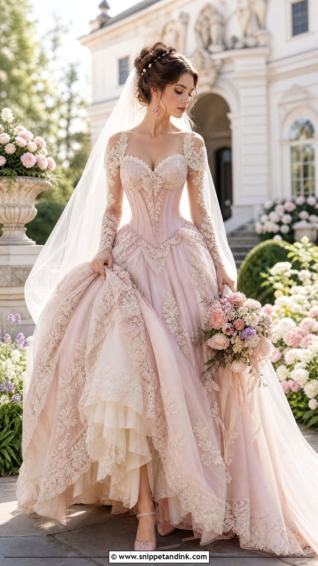 Blush Victorian Wedding Dress - Snippet and Ink - 20 Victoria Wedding Dress Ideas