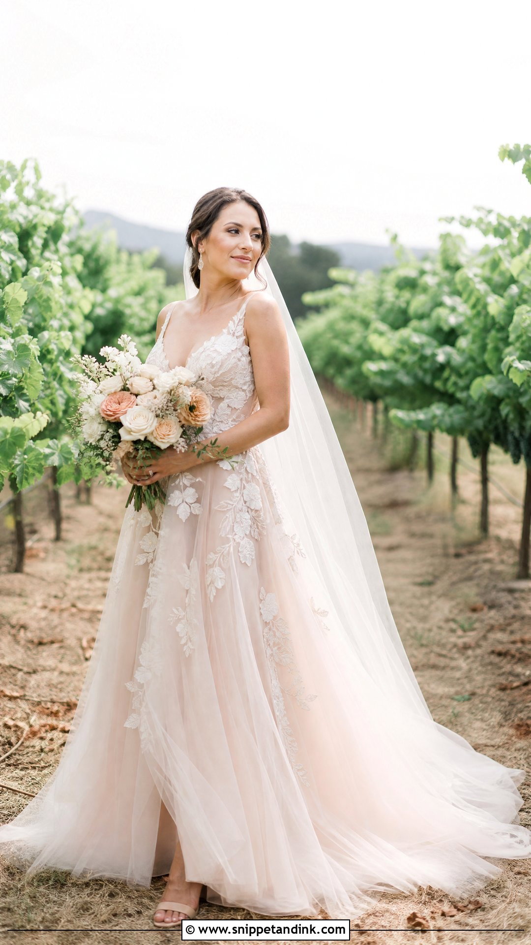 Blush Vineyard Wedding Dress - Snippet and Ink - 20 Vineyard Wedding Dress Ideas