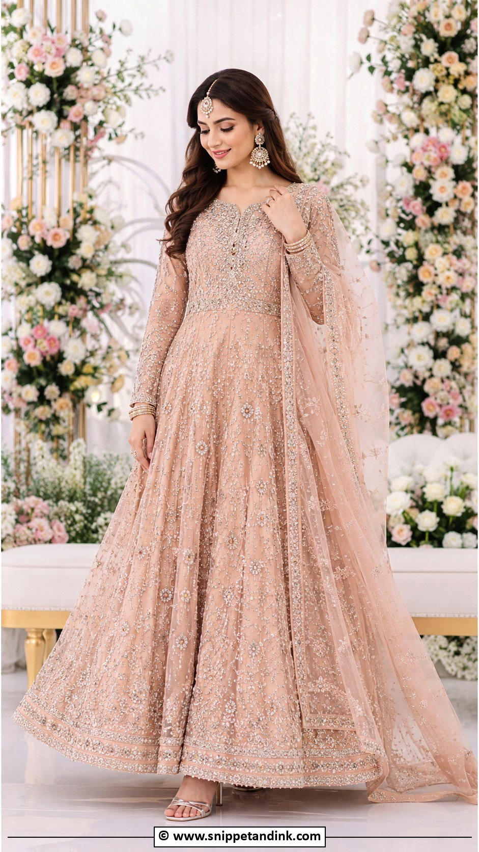 Blush Walima Pishwas Dress - Snippet and Ink - 35 Walima Dresses Pakistani Brides