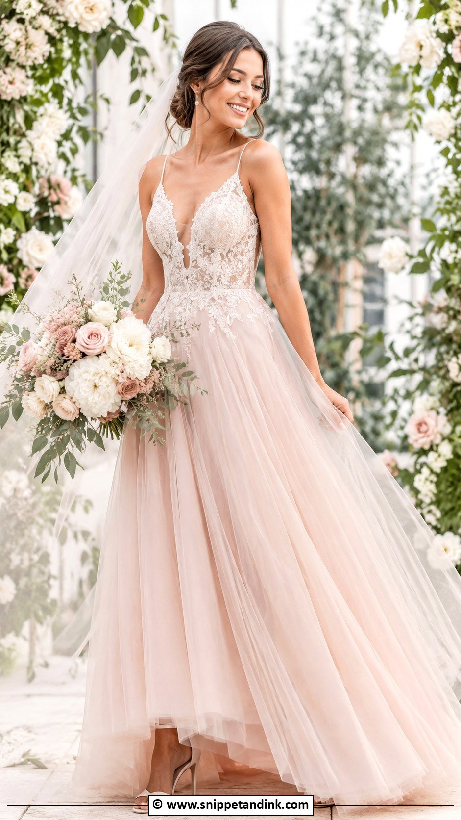 Blush Wedding Dress - Snippet and Ink - 30 Wedding Dress Aesthetic Ideas