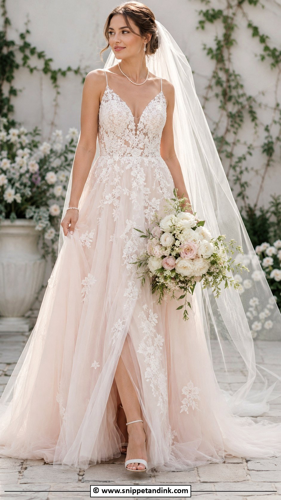 Blush Wedding Dress - Snippet and Ink - 35 Wedding Dress Ideas