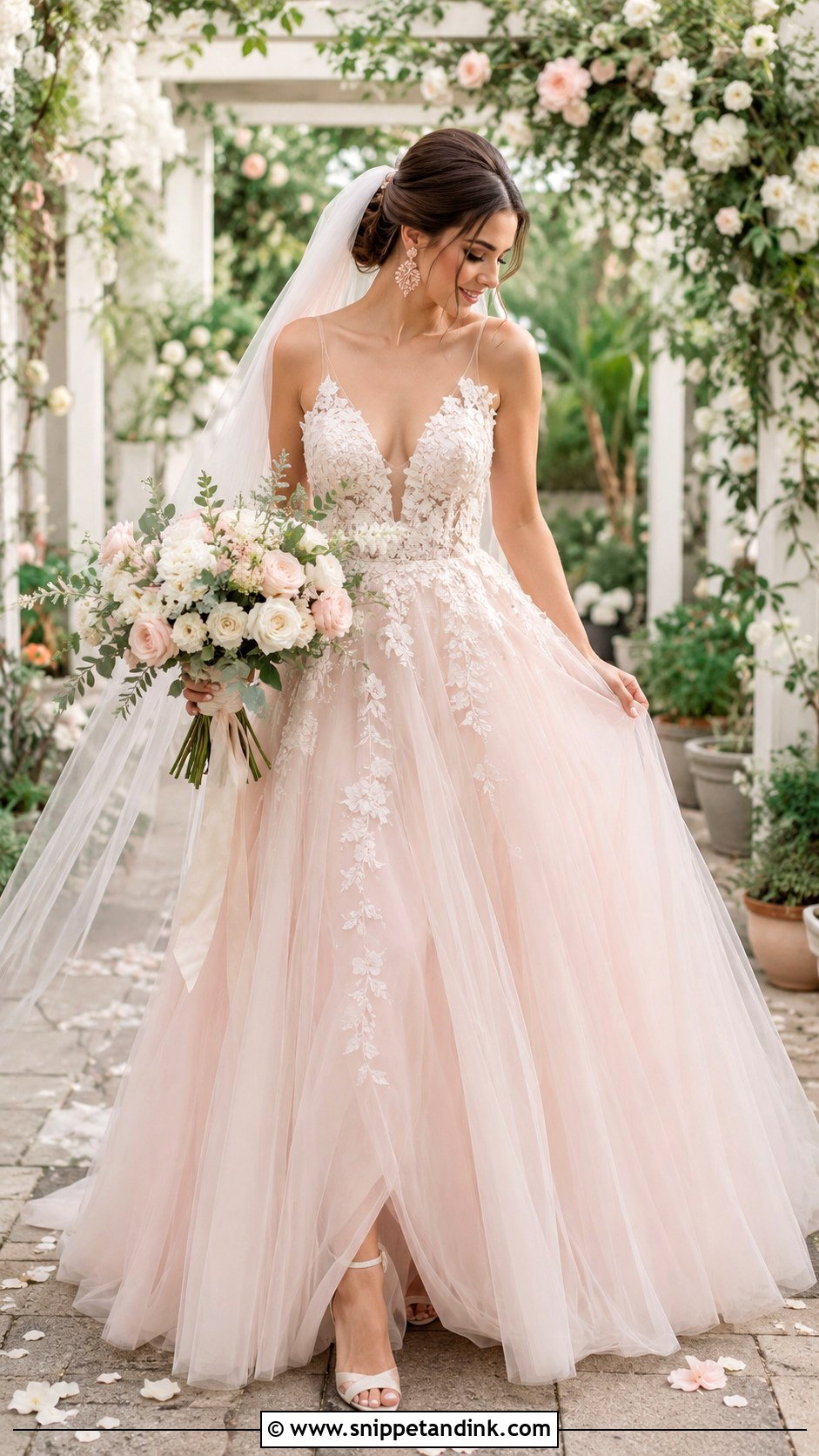 Blush Wedding Dress - Snippet and Ink - 25 Bride Wedding Dress Ideas