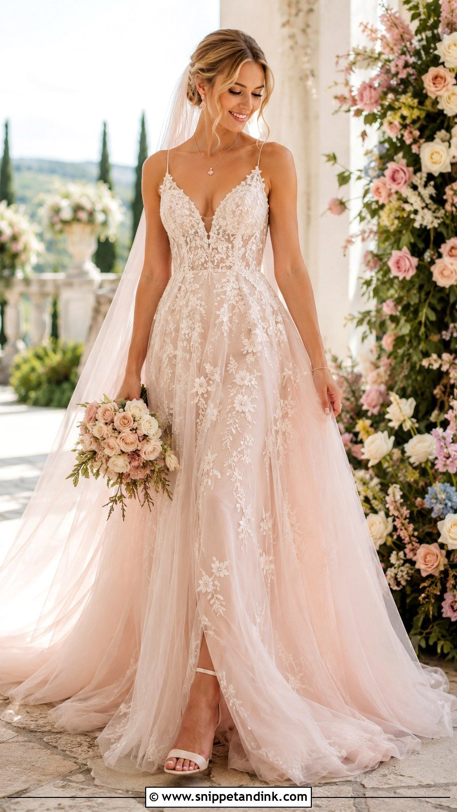 Blush Wedding Dress - Snippet and Ink - 25 Soft Romantic Wedding Dress Ideas