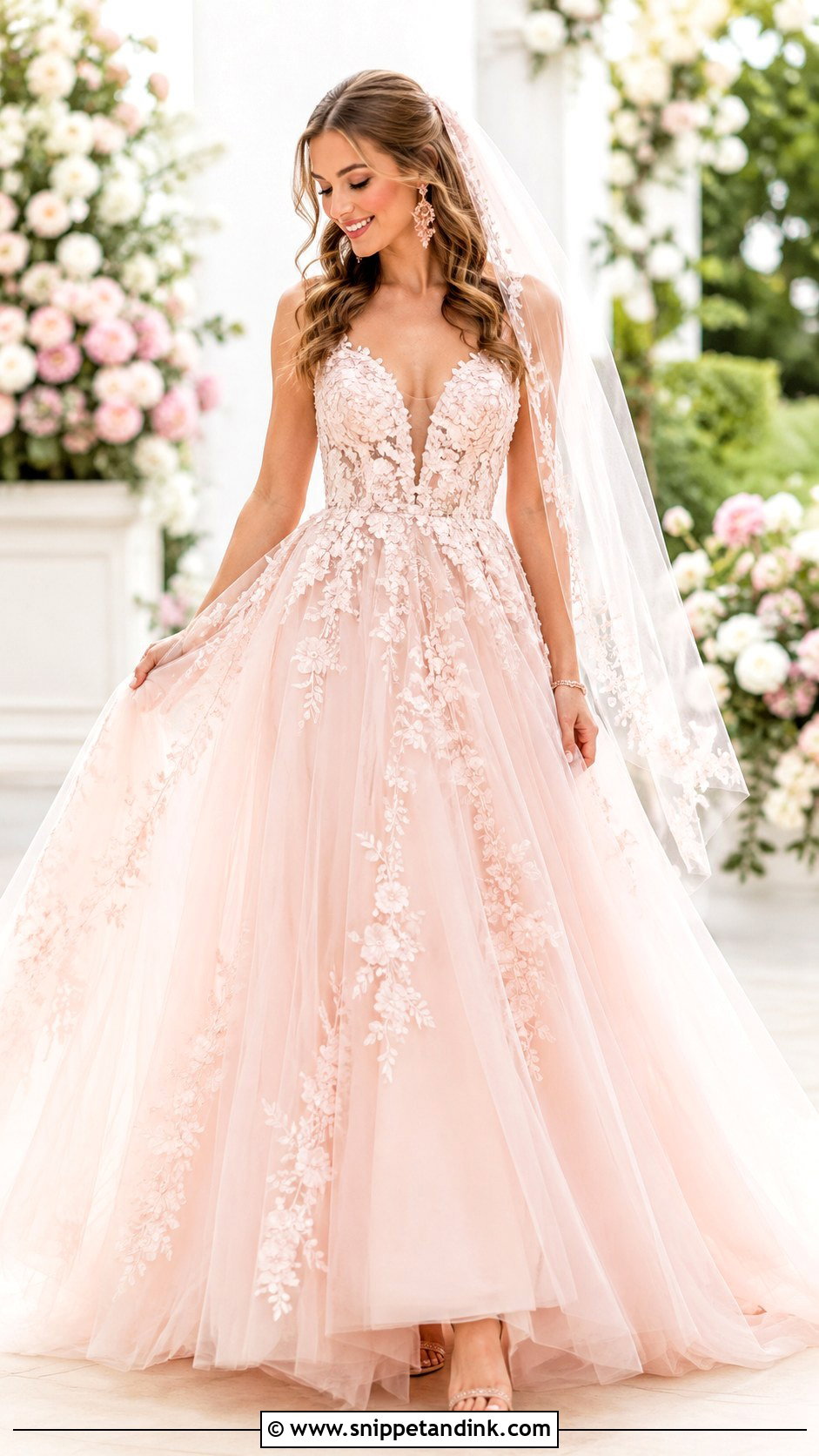 Blush Wedding Dress - Snippet and Ink - 25 Weeding Dressing Woman Bride Ideas