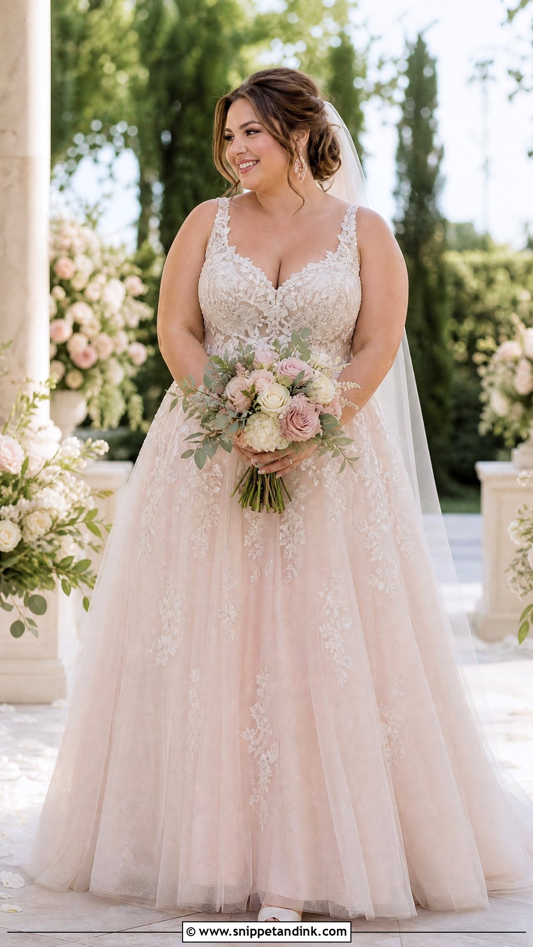 Blush Wedding Dress - Snippet and Ink - 20 Wedding Dresses for Chubby Brides