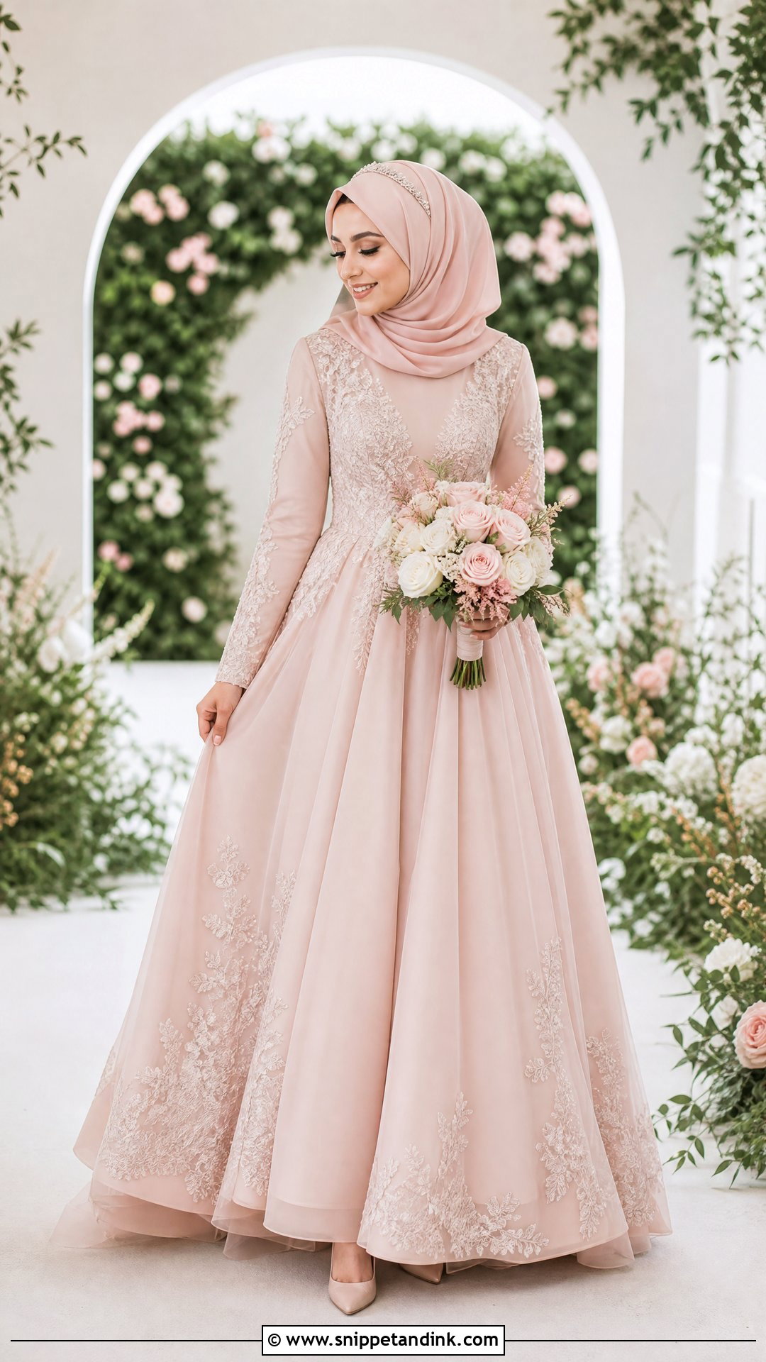 Blush Wedding Dress Hijab - Snippet and Ink - 25 Simple Wedding Dress Hijab Ideas