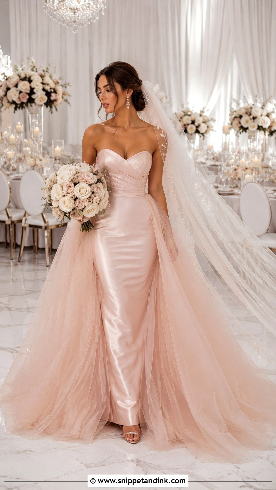 Blush Wedding Dress With Detachable Overskirt - Snippet and Ink - 20 Blush Wedding Dresses