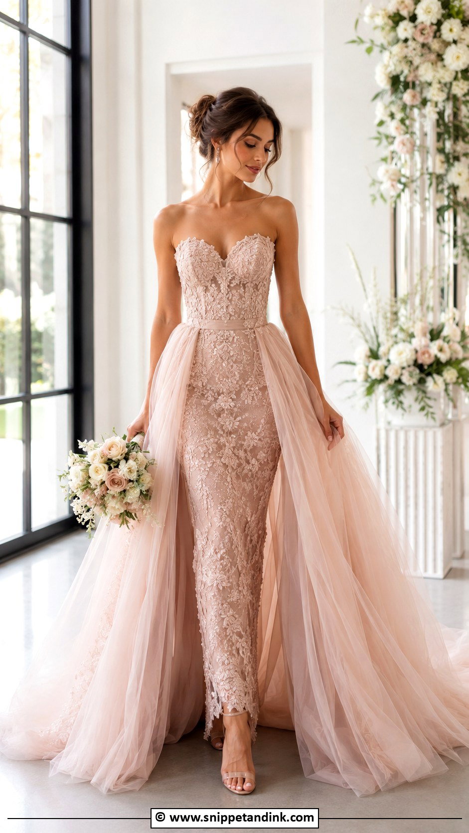 Blush Wedding Dress With Detachable Skirt - Snippet and Ink - 30 Blush Wedding Dress Ideas