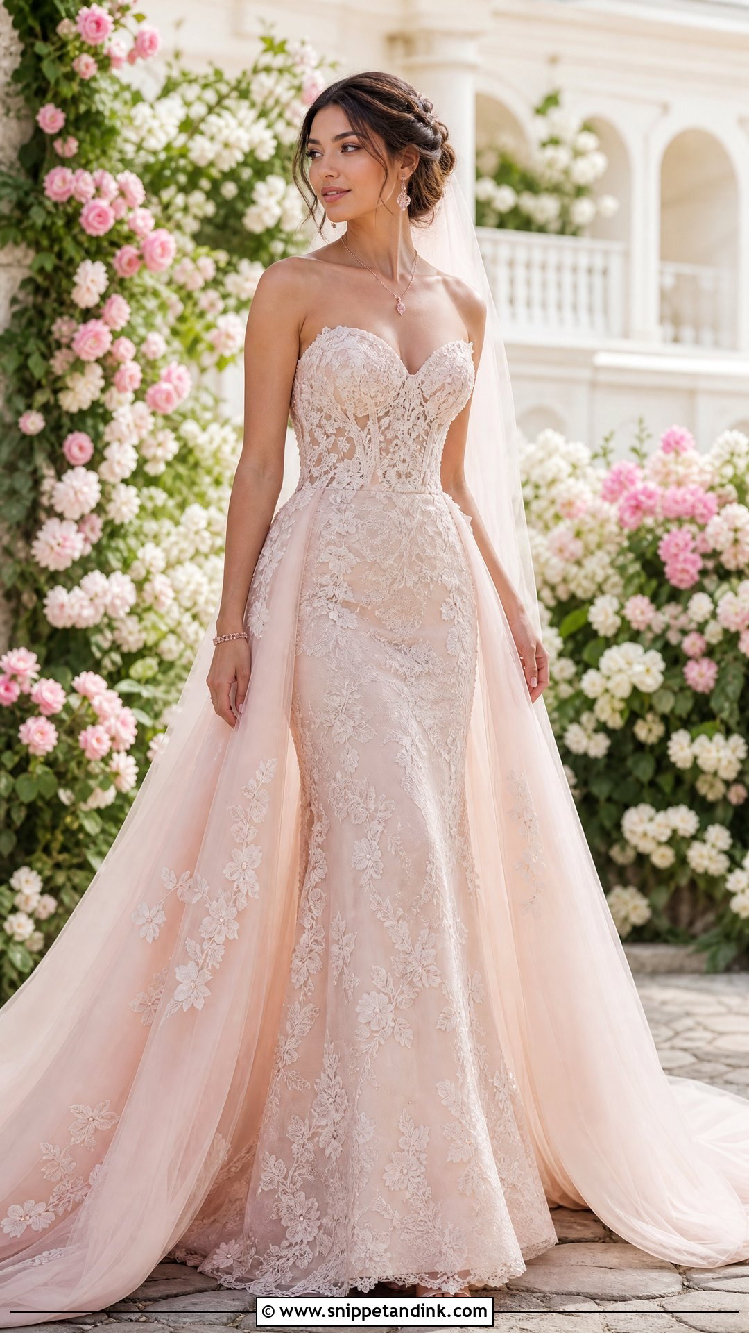 Blush Wedding Dress With Detachable Train - Snippet and Ink - 25 Detachable Train Wedding Dress Ideas