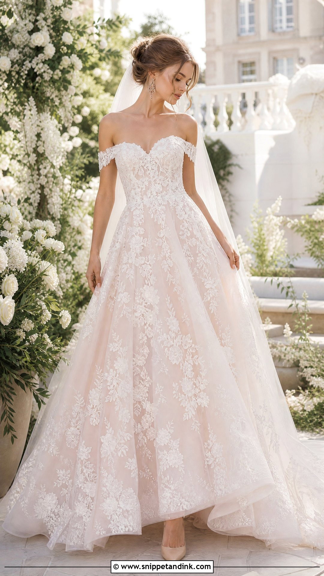 Blush Wedding Dress With Ivory Lace Overlay - Snippet and Ink - 20 Wedding Dress with Lace Overlay Ideas