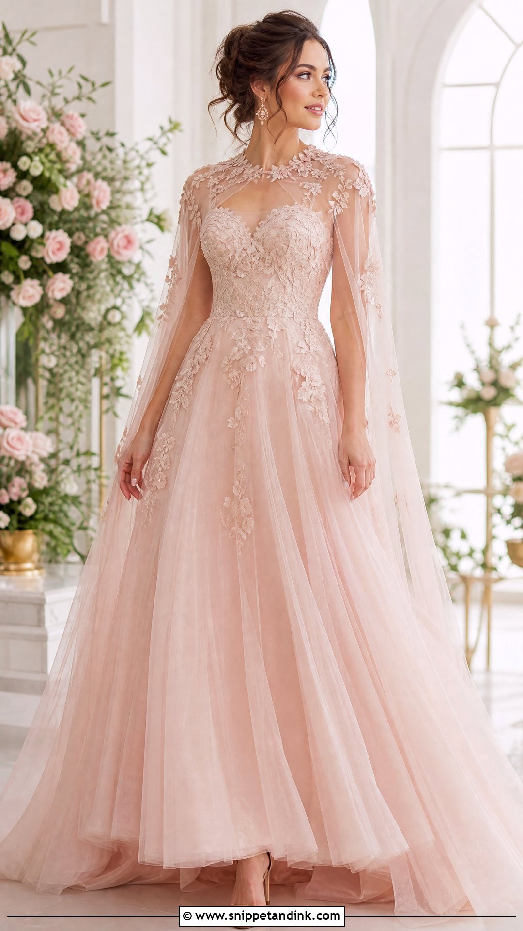 Blush Wedding Dress With Matching Cape - Snippet and Ink - 20 Wedding Dress with a Cape Ideas