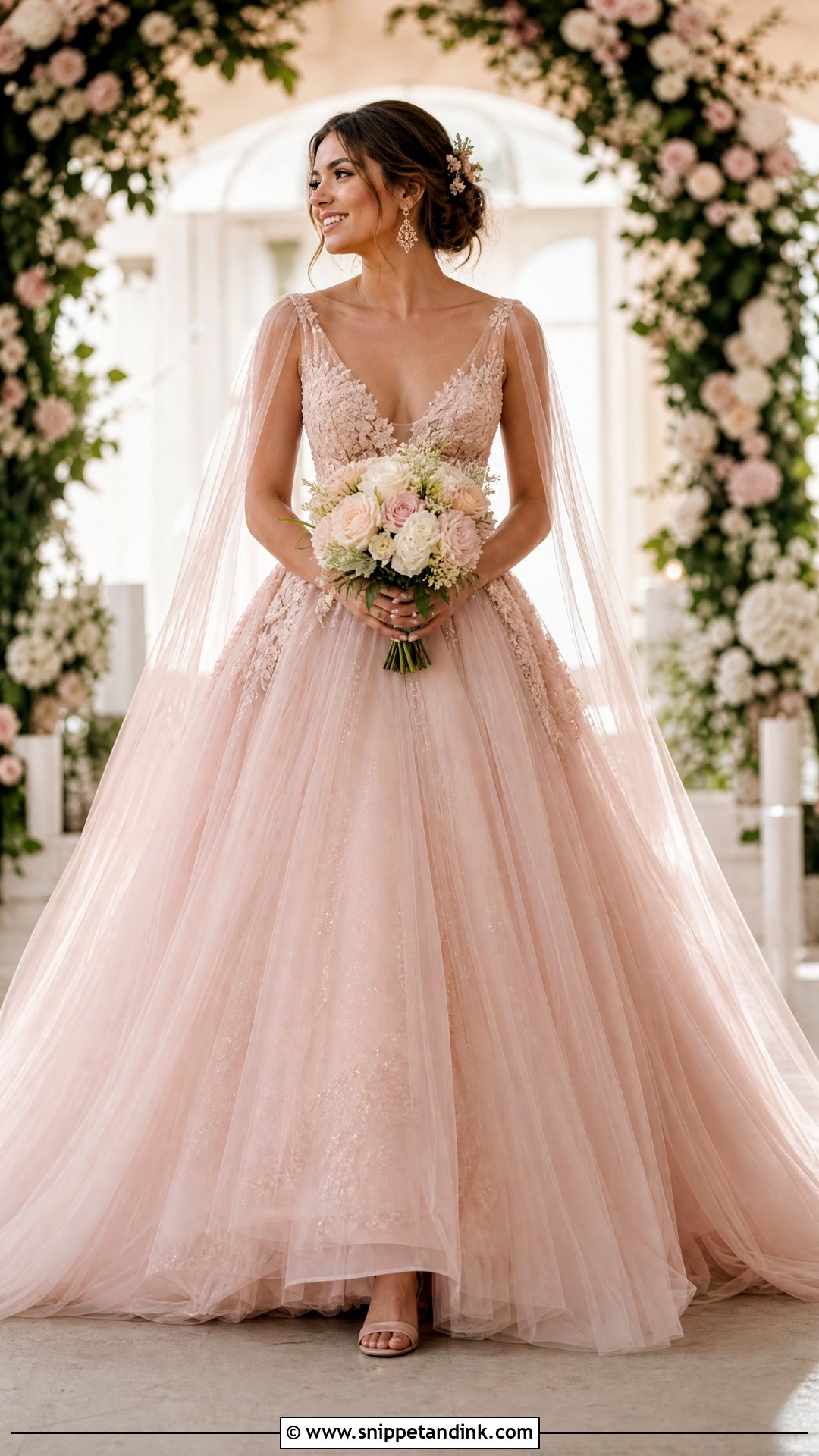 Blush Wedding Dress With Sheer Wings - Snippet and Ink - 20 Wedding Dress with Wings Ideas