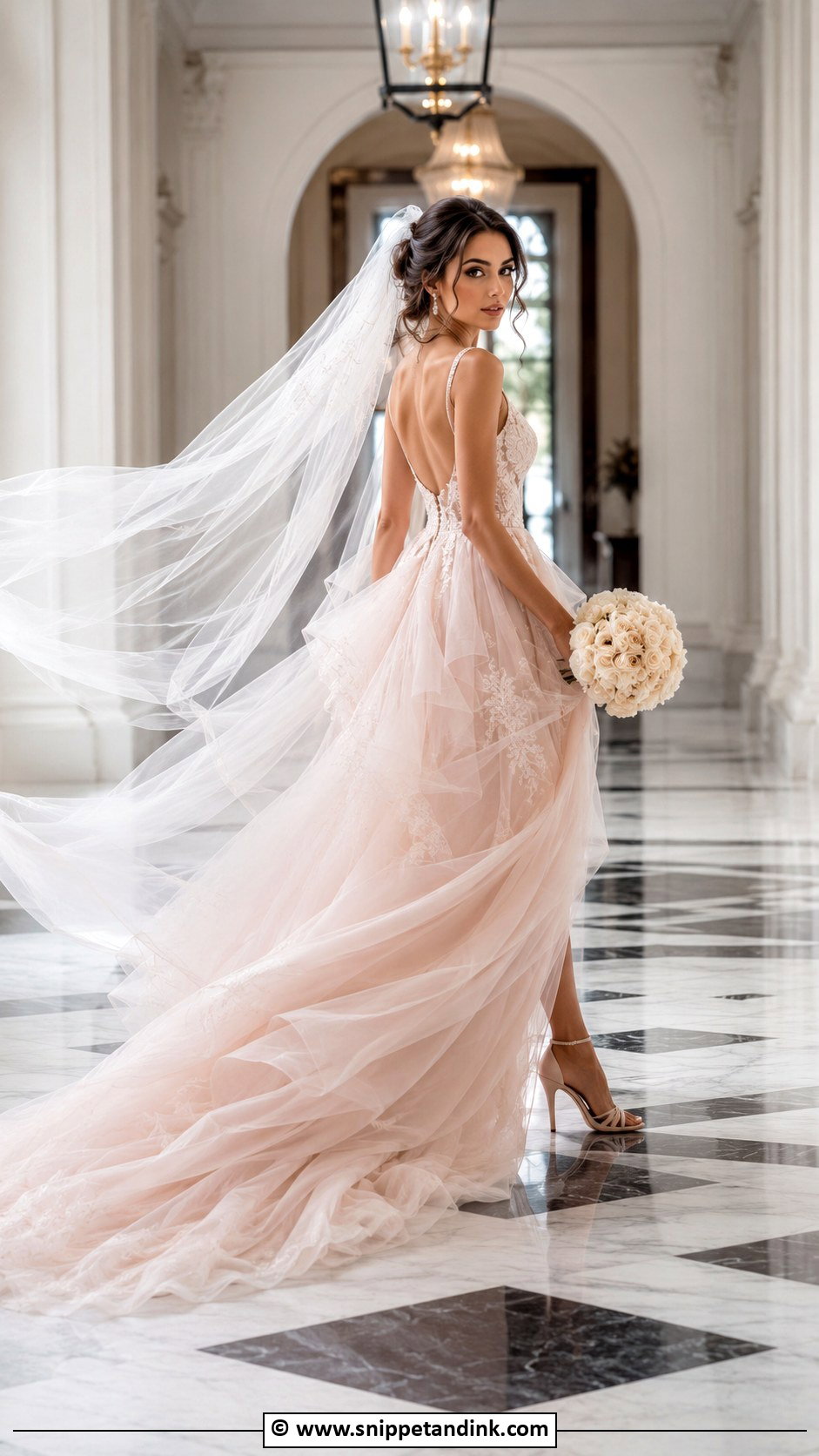 Blush Wedding Dress With Train - Snippet and Ink - 30 Blush Wedding Dress Ideas