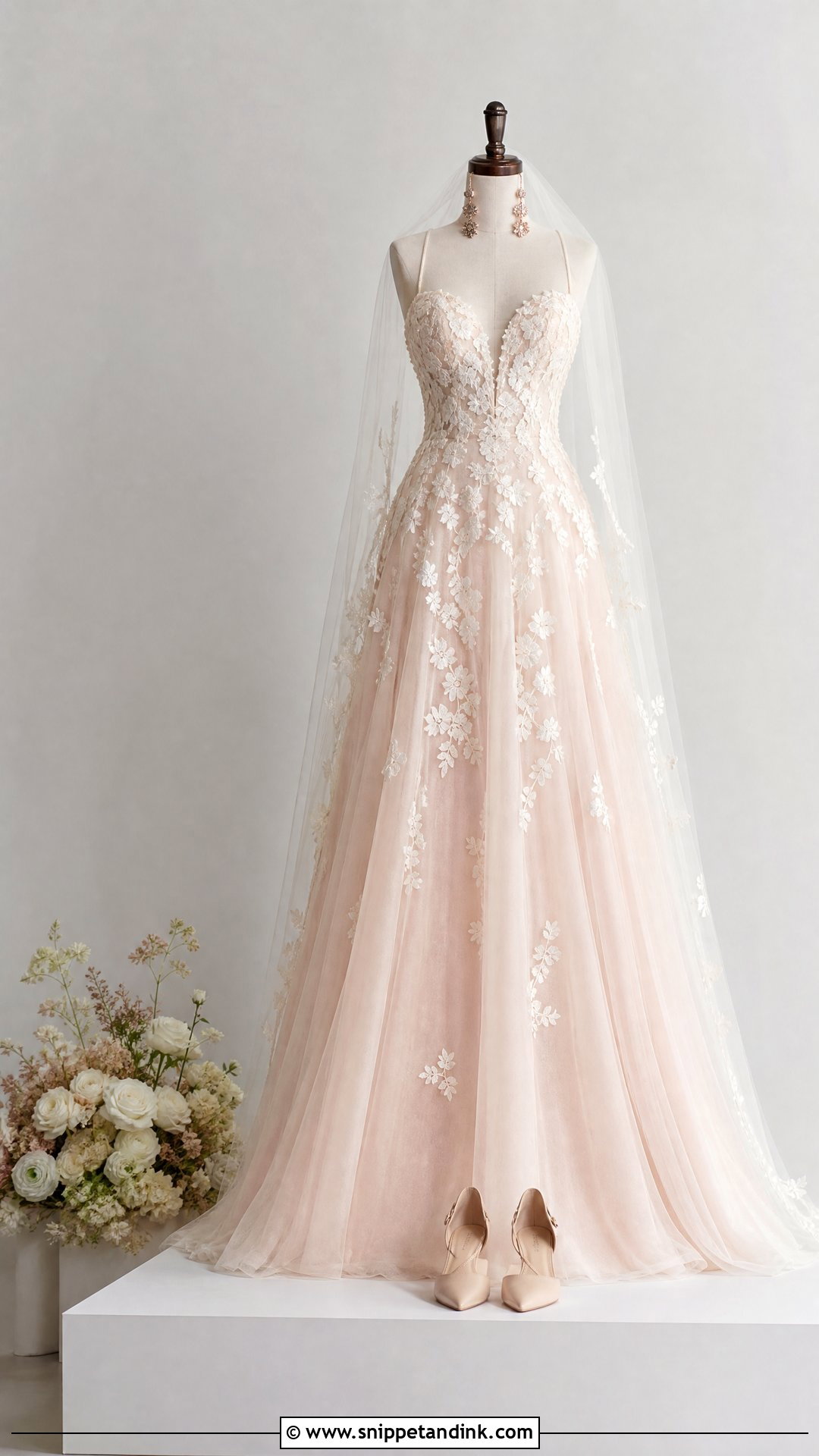 Blush Wedding Dress on Mannequin - Snippet and Ink - 20 Wedding Dress on Mannequin Ideas
