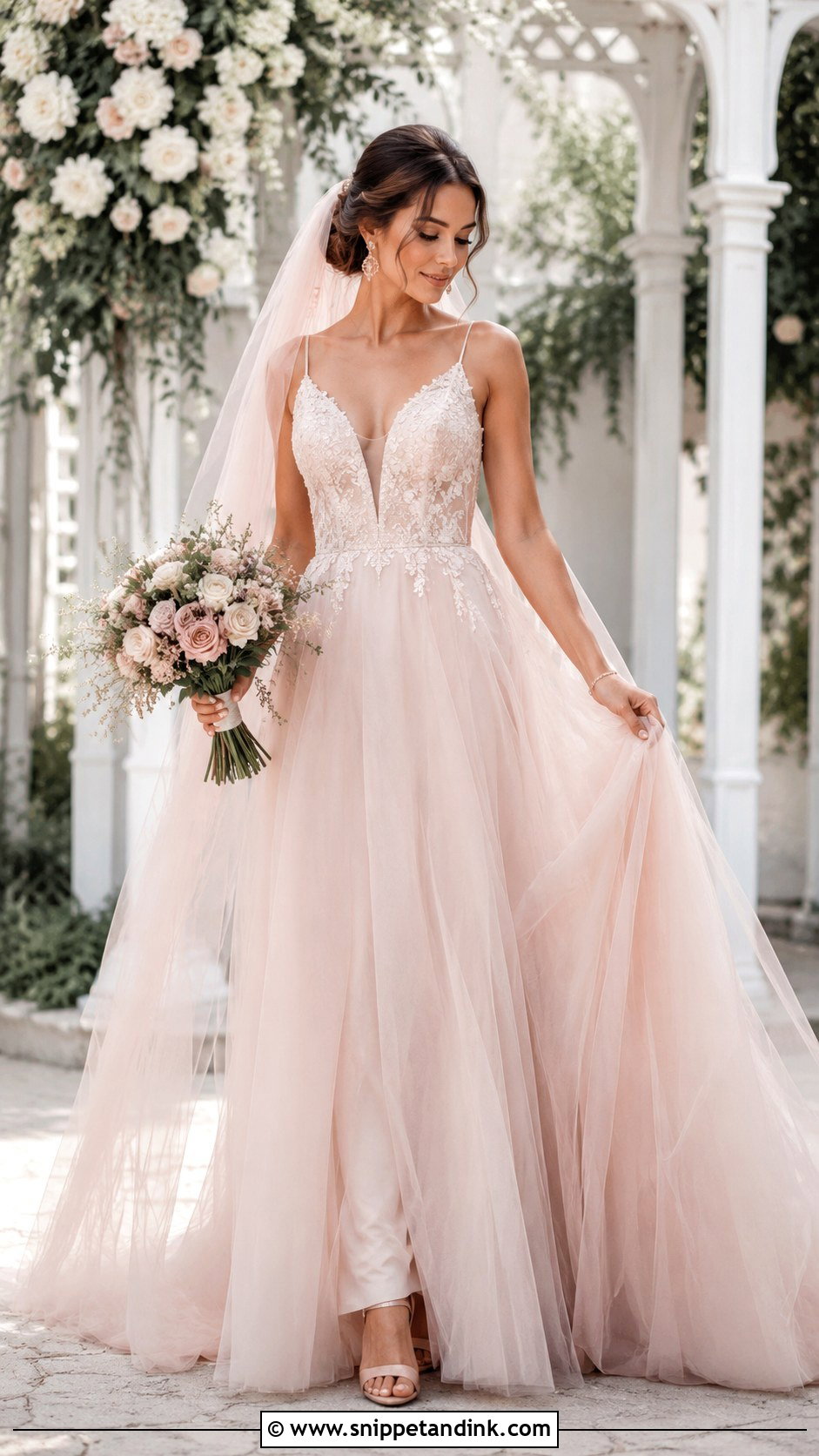 Blush Wedding Gown Bride Outfit - Snippet and Ink - 20 2024 Bride Ideas