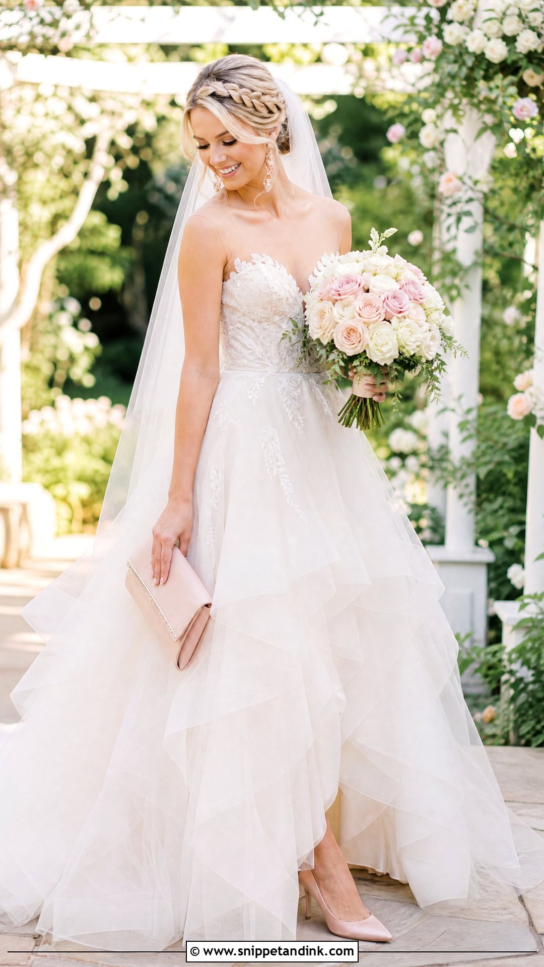Blush Wedding Pumps With Tulle Gown - Snippet and Ink - 20 Wedding Pumps Ideas