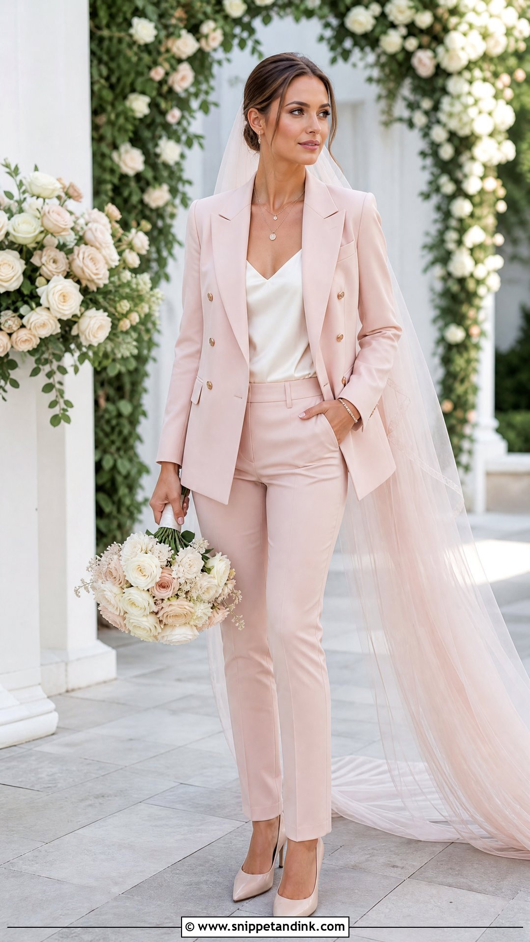 Blush Wedding Suit - Snippet and Ink - 25 Suit Wedding Dress Ideas