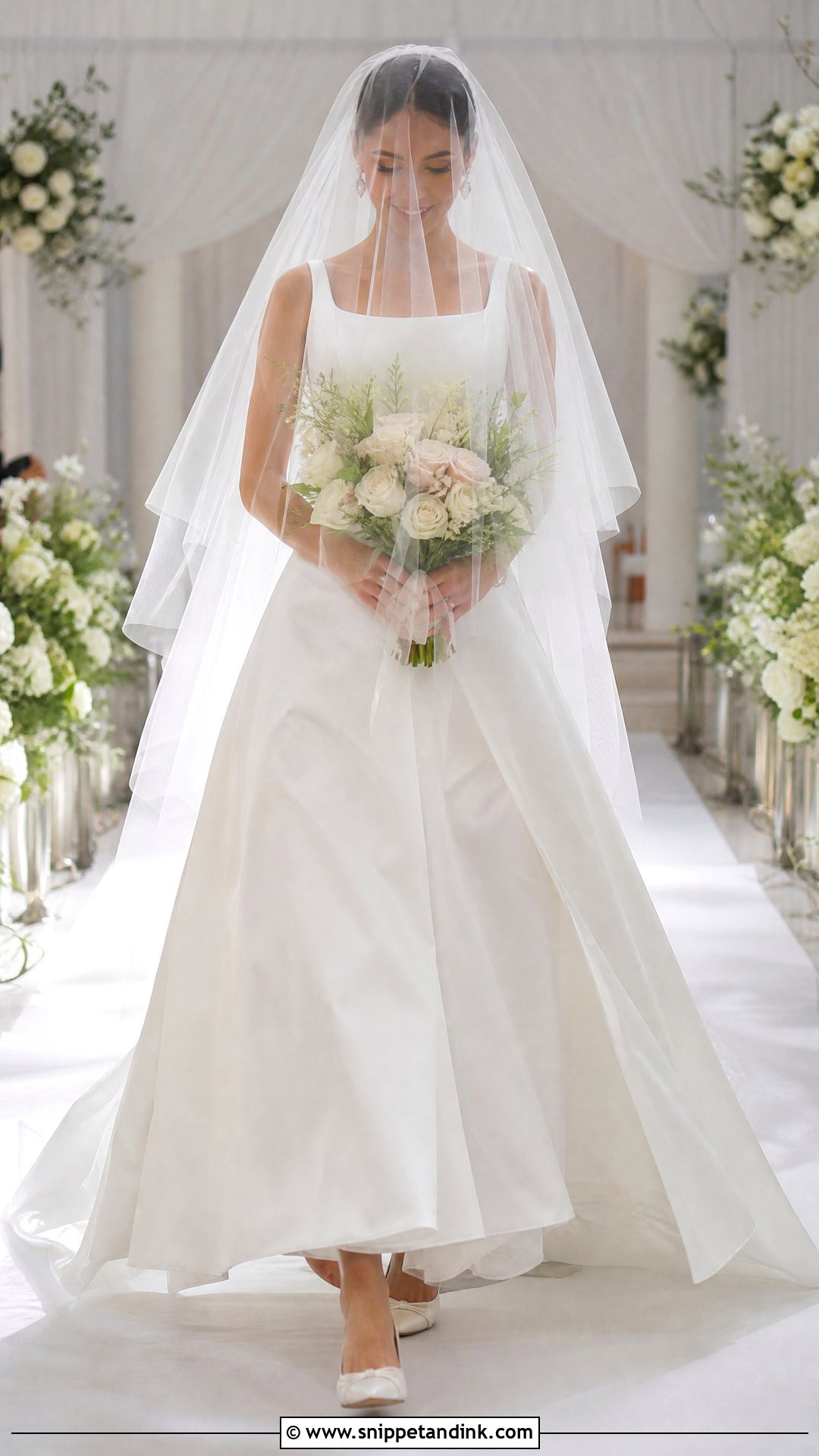 Blusher Veil With A Line Wedding Gown - Snippet and Ink - 20 Veiled Bride Ideas