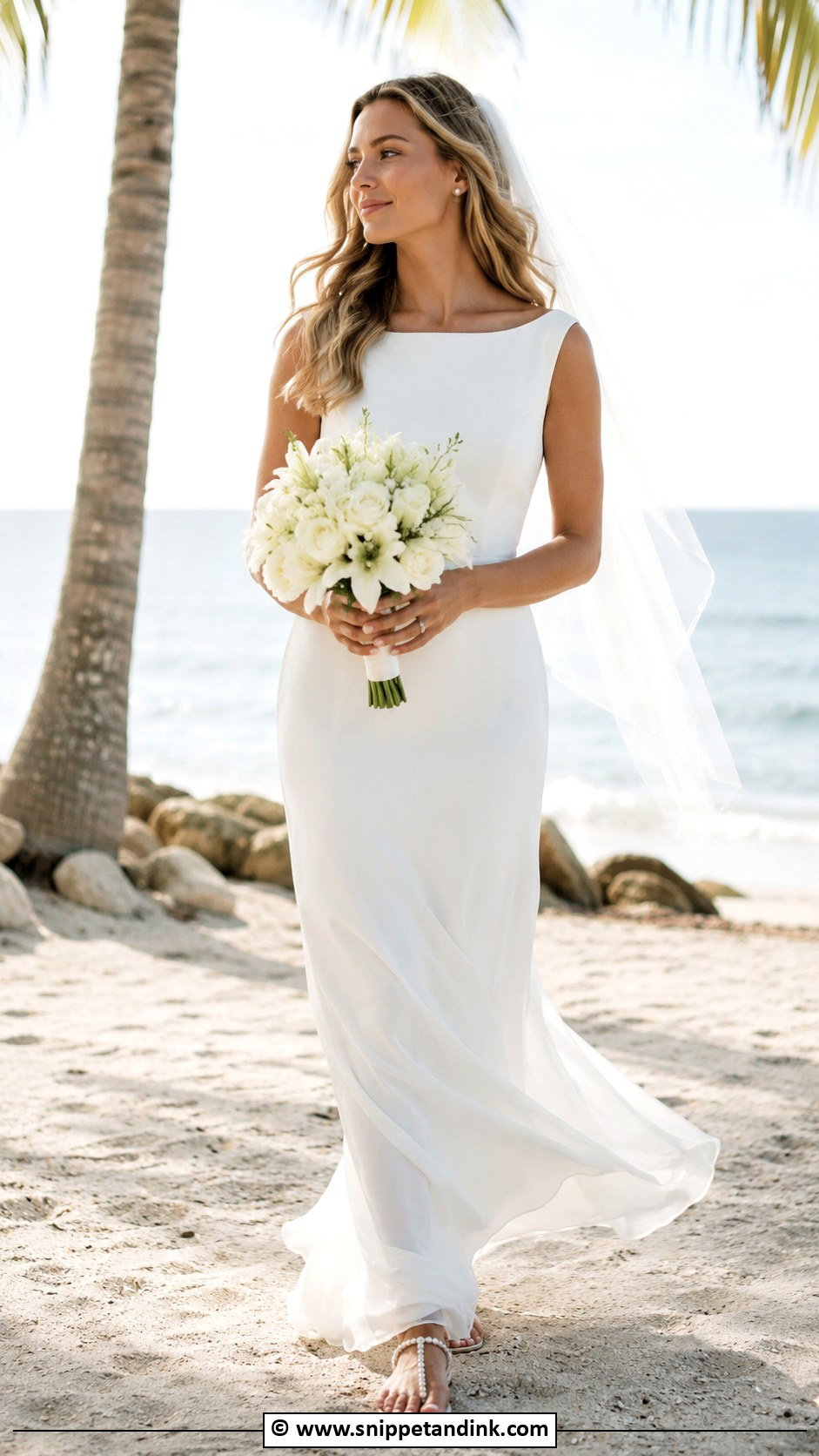 Boat Neck Beach Wedding Dress - Snippet and Ink - 30 Boat Neck Wedding Dress Ideas