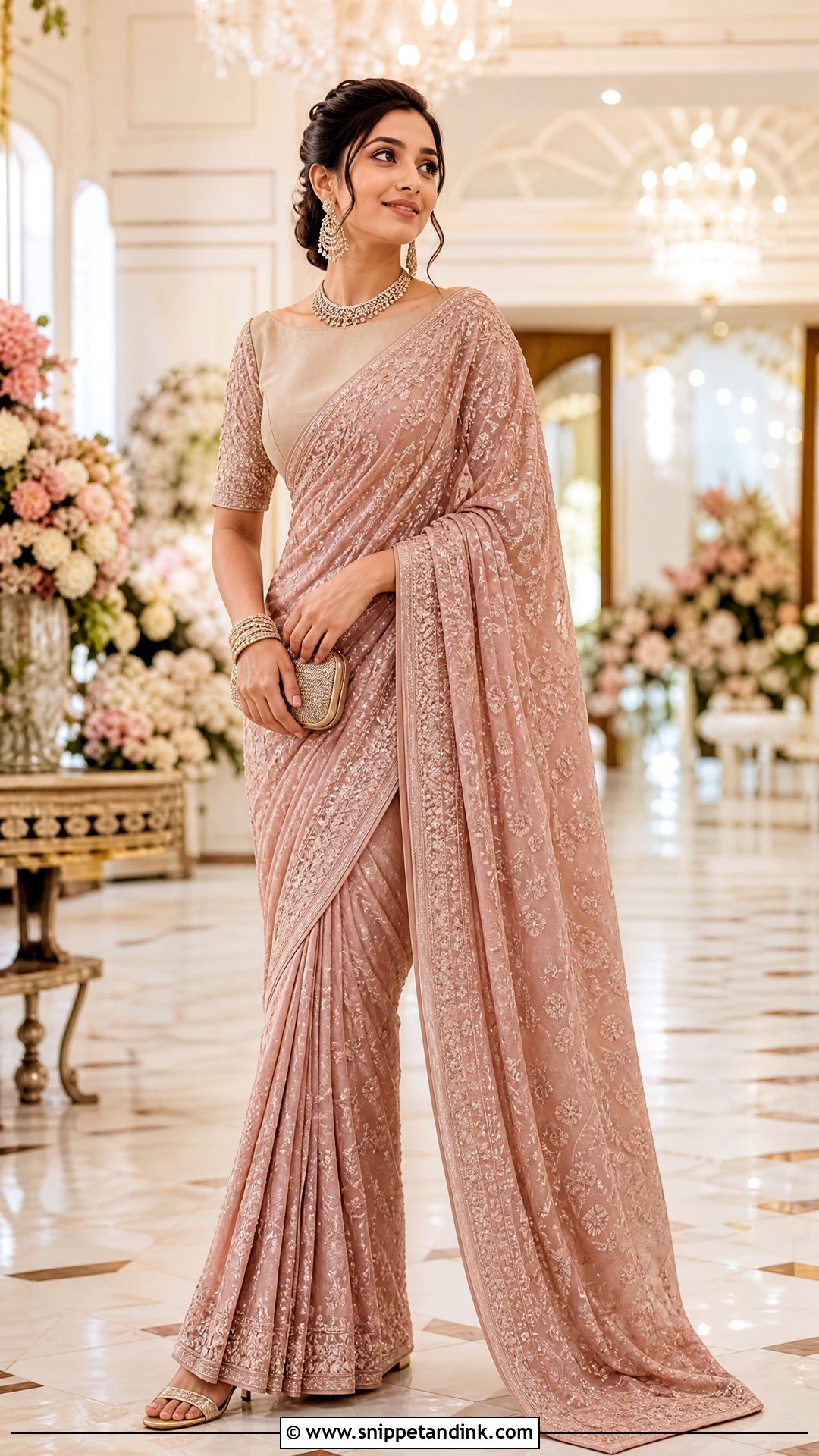 Boat Neck Bridal Blouse With Embellished Saree - Snippet and Ink - 25 Blouse Design for Bride Ideas
