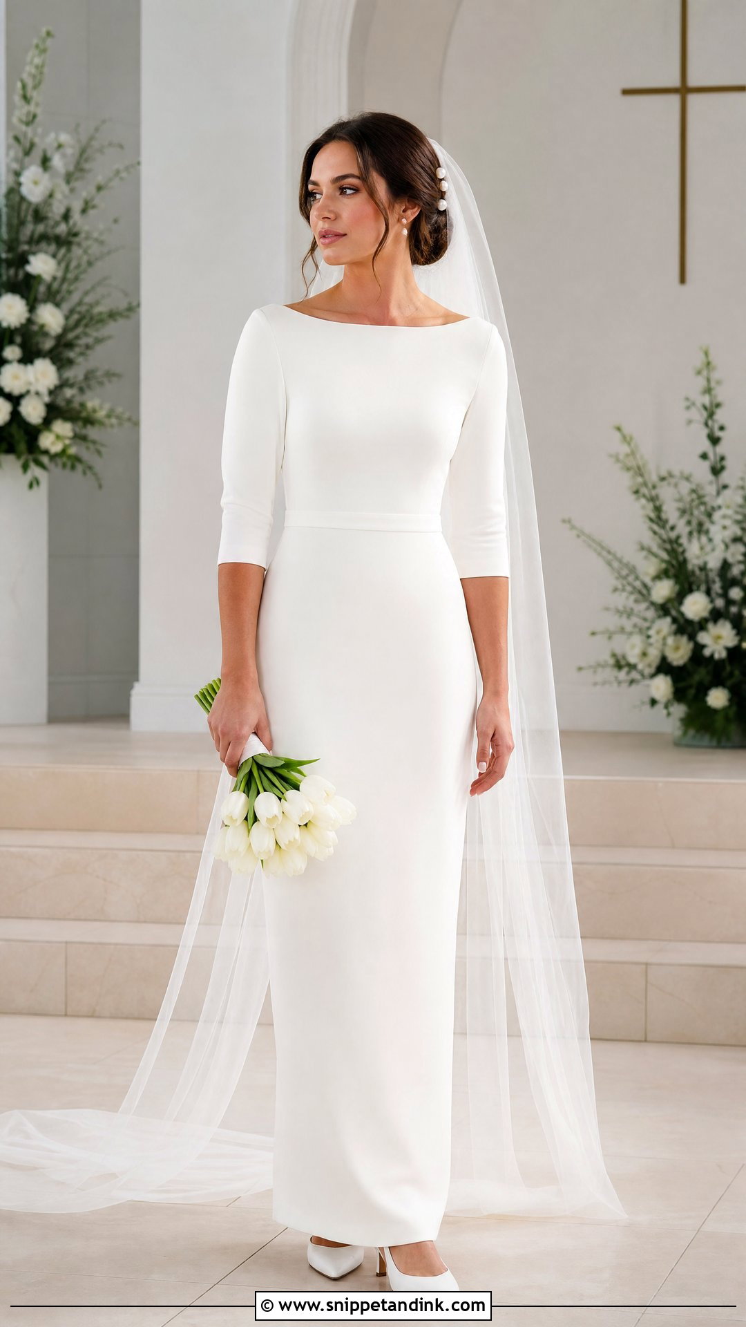 Boat Neck Crepe Wedding Gown - Snippet and Ink - 20 White Wedding Gown Christian Brides Ideas