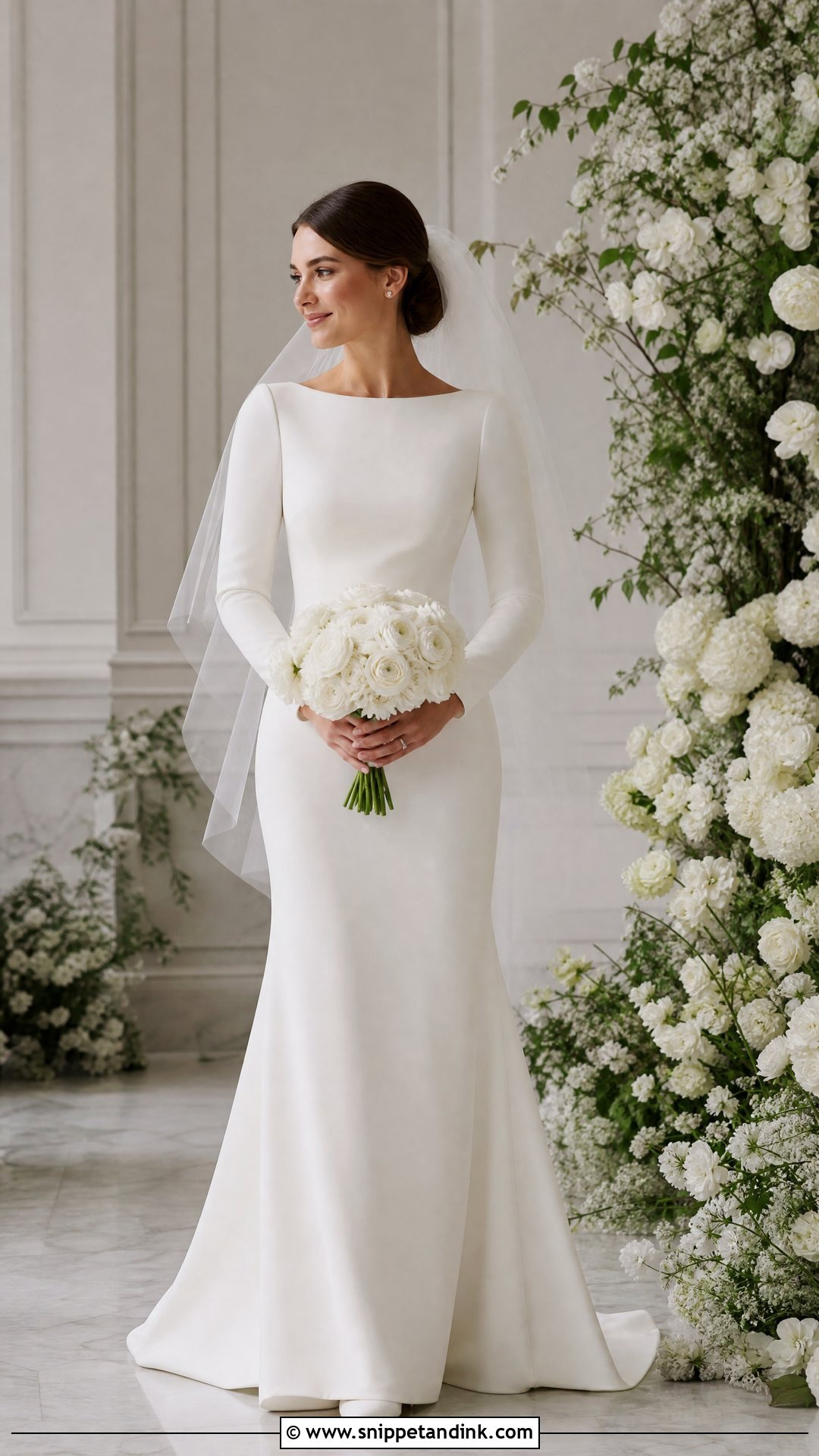 Boat Neck Long Sleeve Wedding Gown - Snippet and Ink - 20 Wedding Gown Simple Classy Ideas