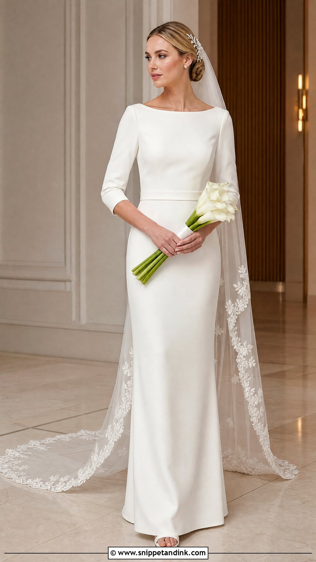 Boat Neck Minimalist Royal Bride Dress - Snippet and Ink - 20 Royal Bride Dress Ideas