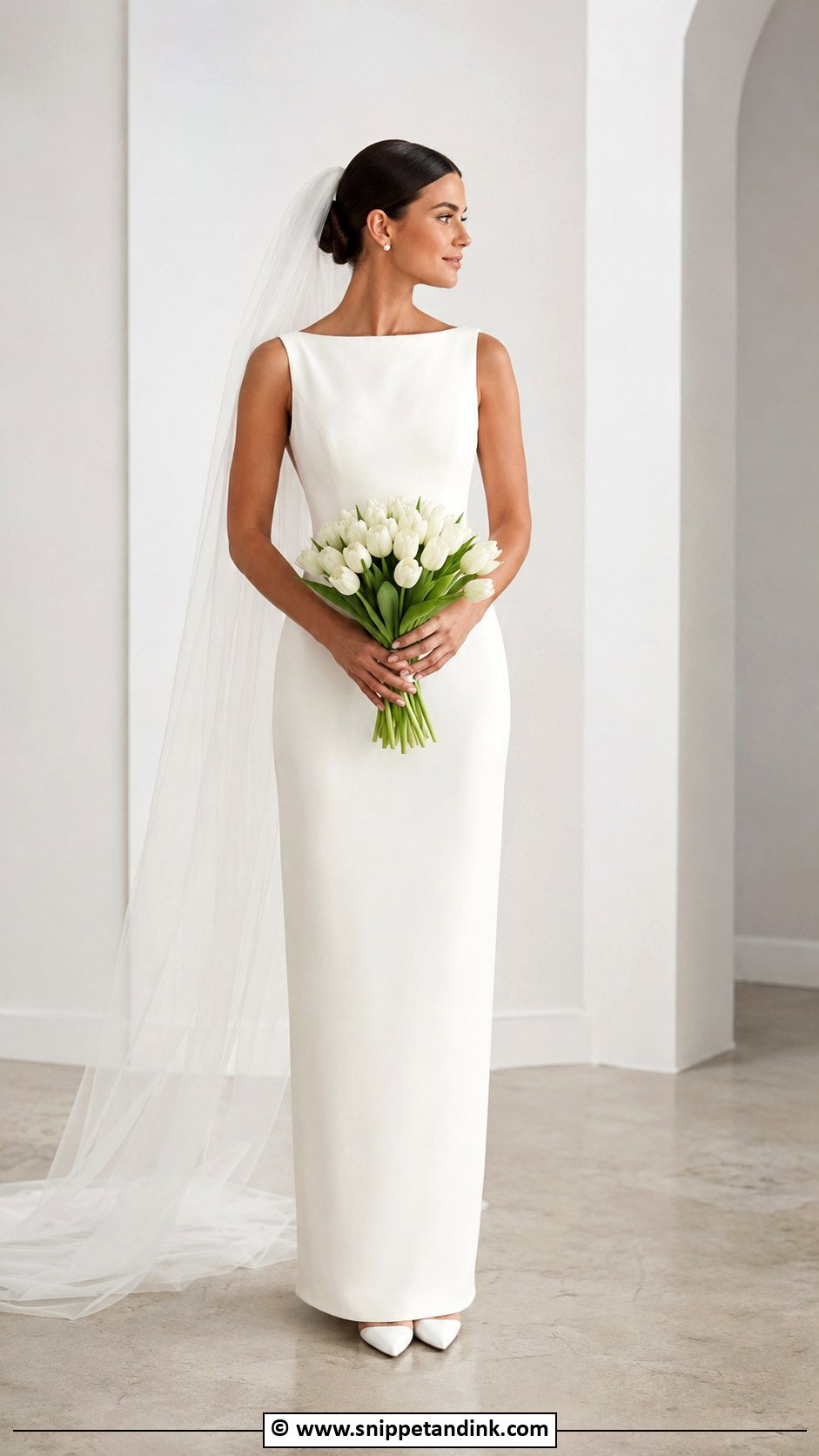 Boat Neck Minimalist Wedding Dress - Snippet and Ink - 30 Boat Neck Wedding Dress Ideas