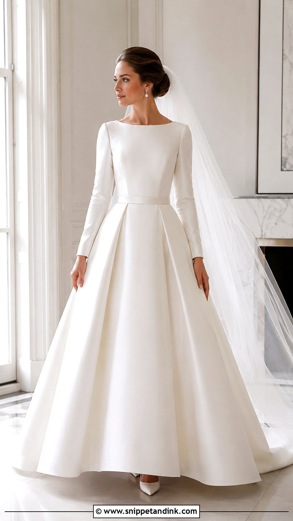 Boat Neck Modest Ball Gown Wedding Dress - Snippet and Ink - 20 Modest Wedding Dresses Ball Gown