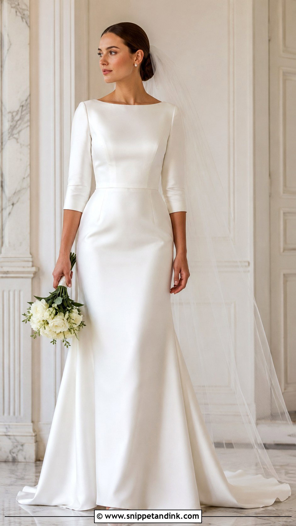 Boat Neck Sleeve Wedding Dress - Snippet and Ink - 30 Wedding Dresses Sleeves