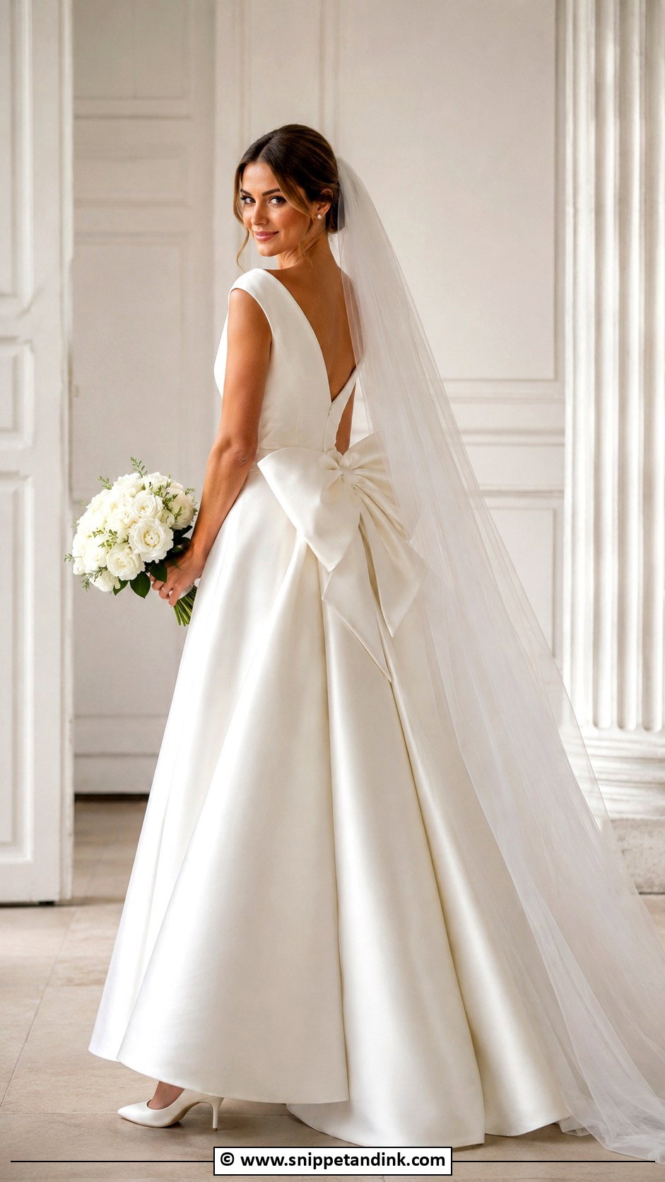 Boat Neck Wedding Dress With Bow - Snippet and Ink - 30 Boat Neck Wedding Dress Ideas