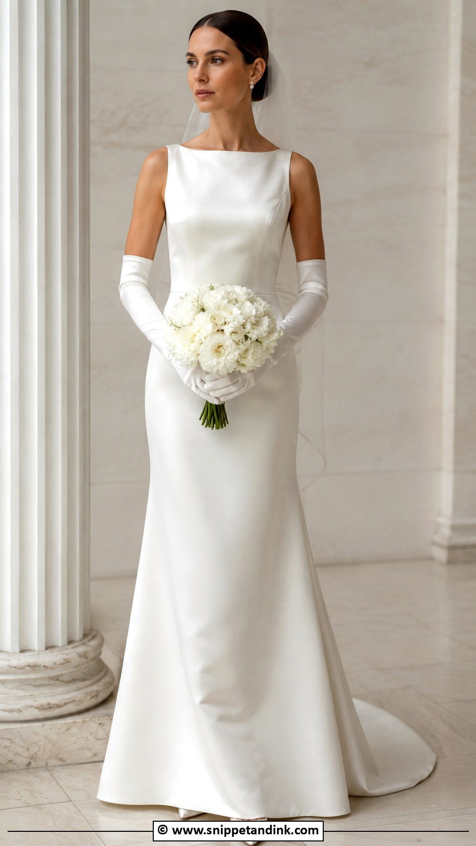 Boat Neck Wedding Dress With Gloves - Snippet and Ink - 30 Boat Neck Wedding Dress Ideas