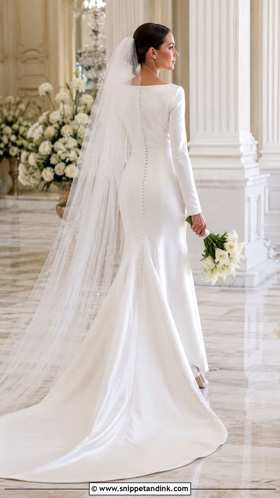 Boat Neck Wedding Dress With Long Train - Snippet and Ink - 20 Decent Wedding Dresses