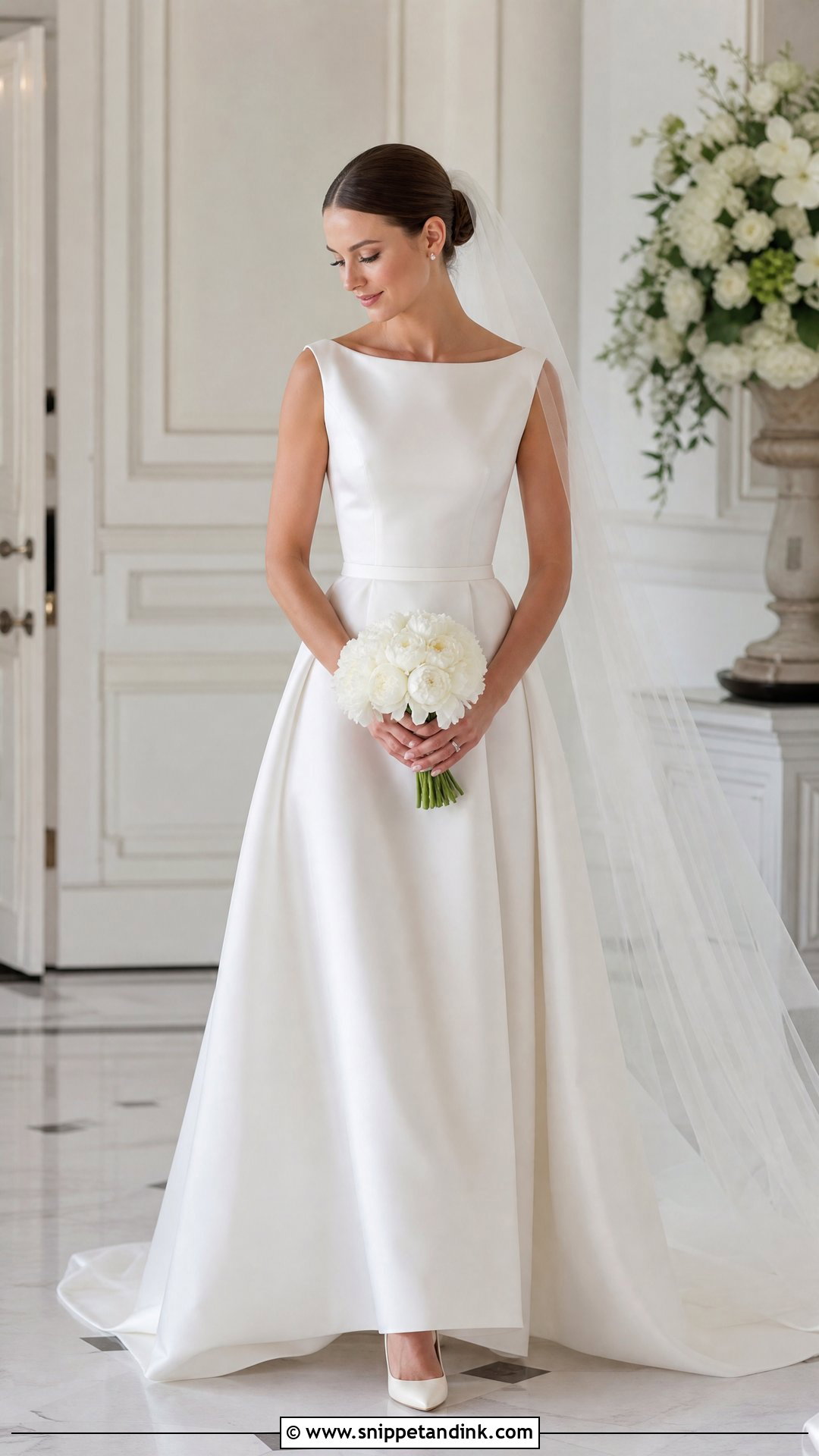 Boat Neck Wedding Dress With Satin Pumps - Snippet and Ink - 25 Different Wedding Dress Styles