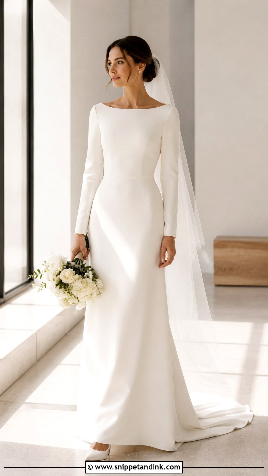 Boat Neck Wedding Dress With Sleeves - Snippet and Ink - 30 Simple Wedding Dress with Sleeves