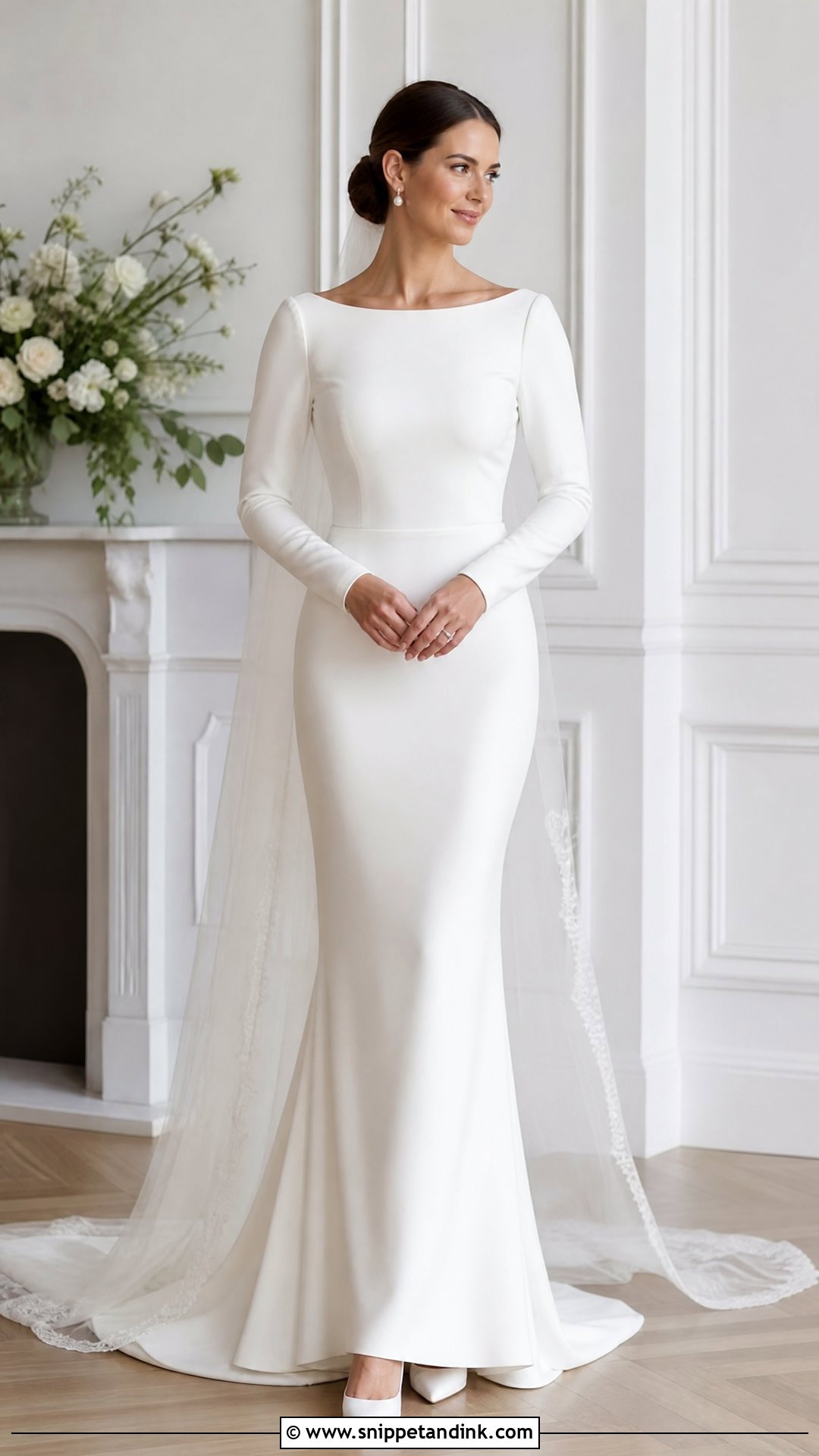 Boat Neck Wedding Dress With Sleeves - Snippet and Ink - 25 Timeless Wedding Dresses with Sleeves