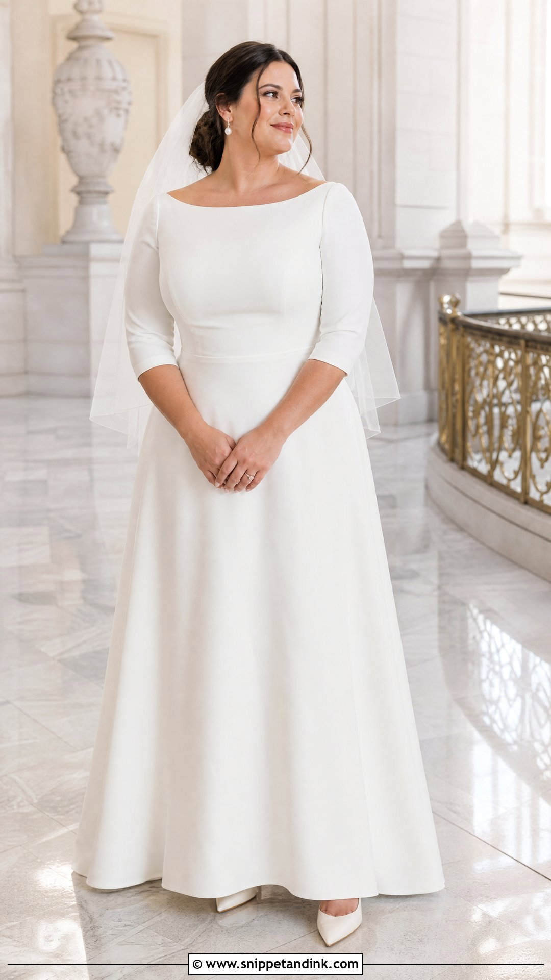Boat Neck Wedding Dress With Sleeves - Snippet and Ink - 25 Wedding Dresses for Big Busts